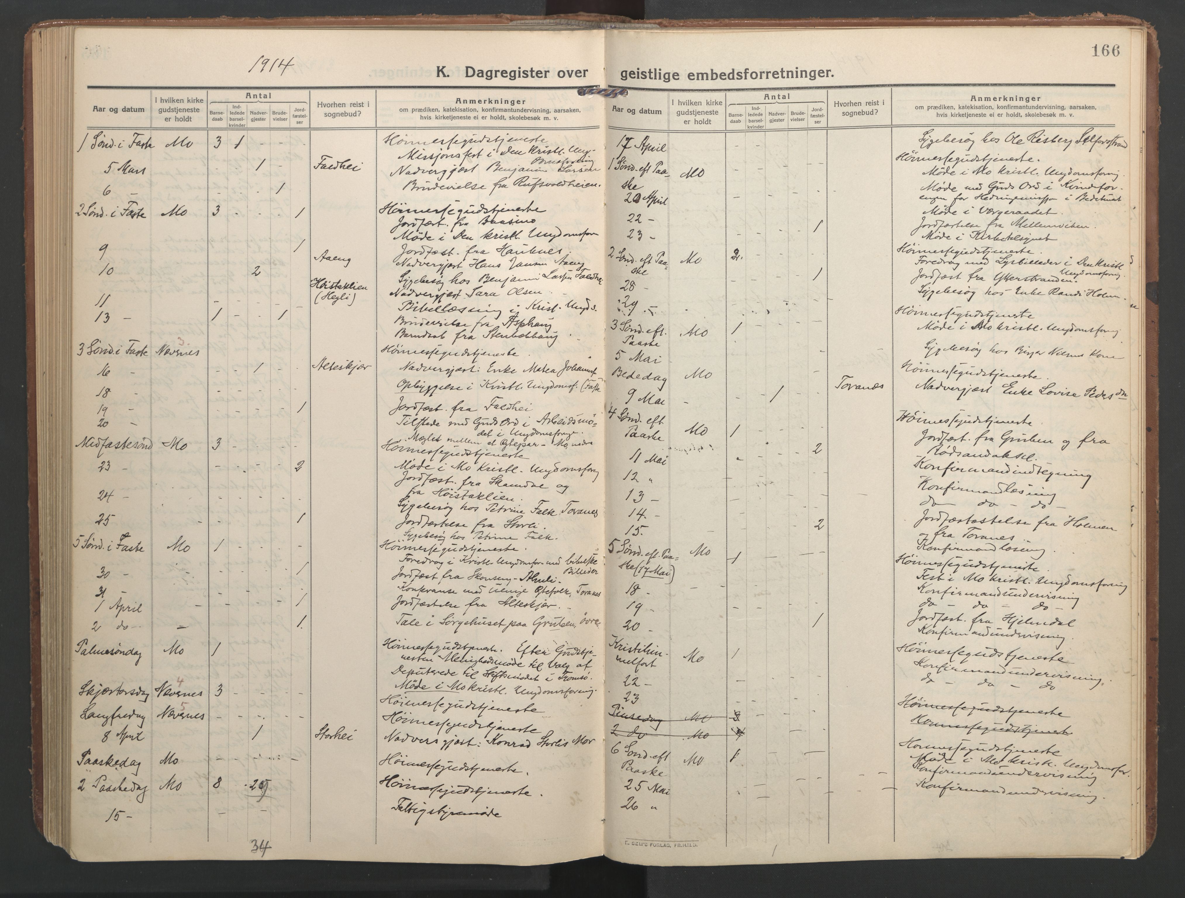 Ministerialprotokoller, klokkerbøker og fødselsregistre - Nordland, SAT/A-1459/827/L0405: Parish register (official) no. 827A17, 1912-1925, p. 166