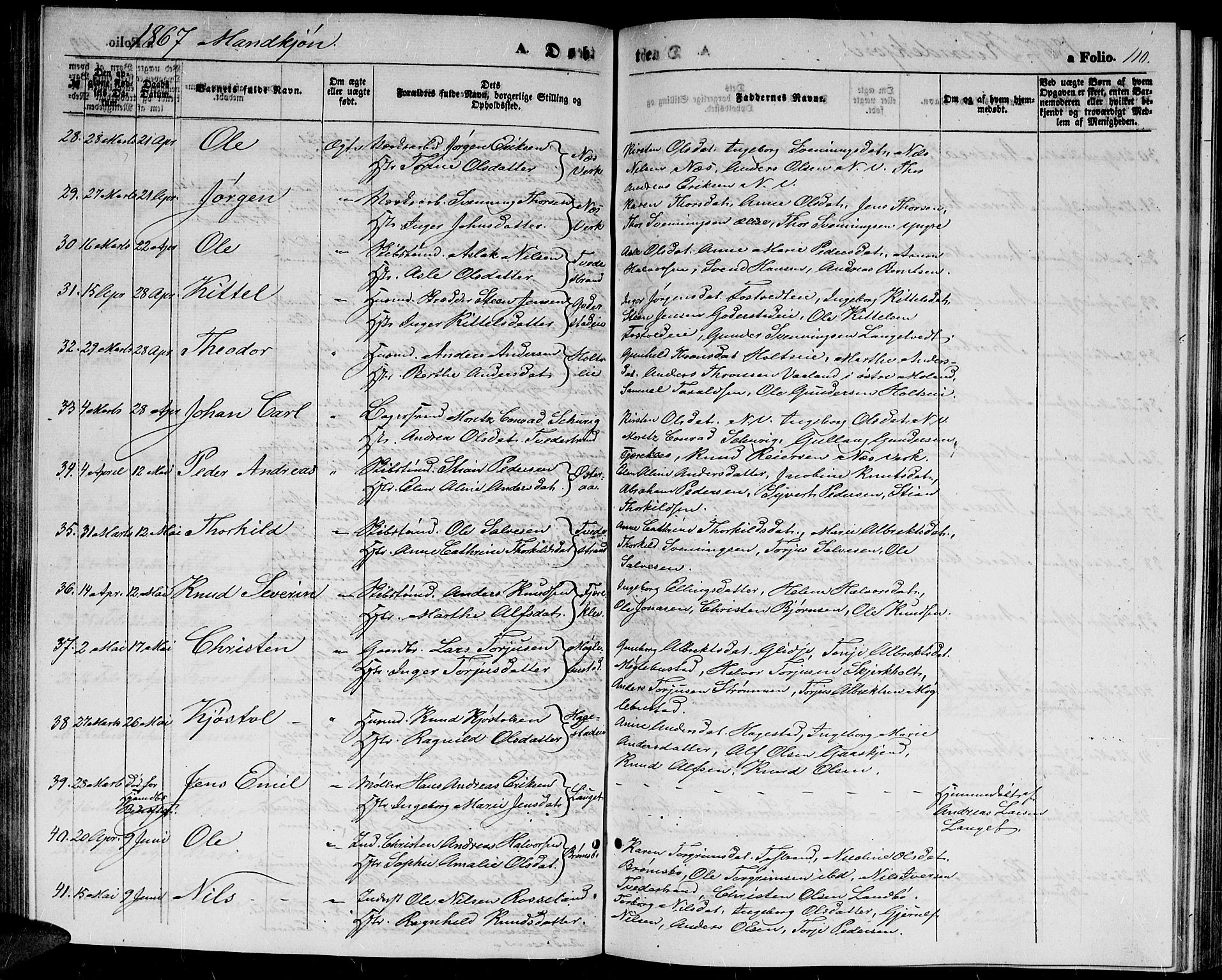 Holt sokneprestkontor, AV/SAK-1111-0021/F/Fb/L0008: Parish register (copy) no. B 8, 1858-1871, p. 110