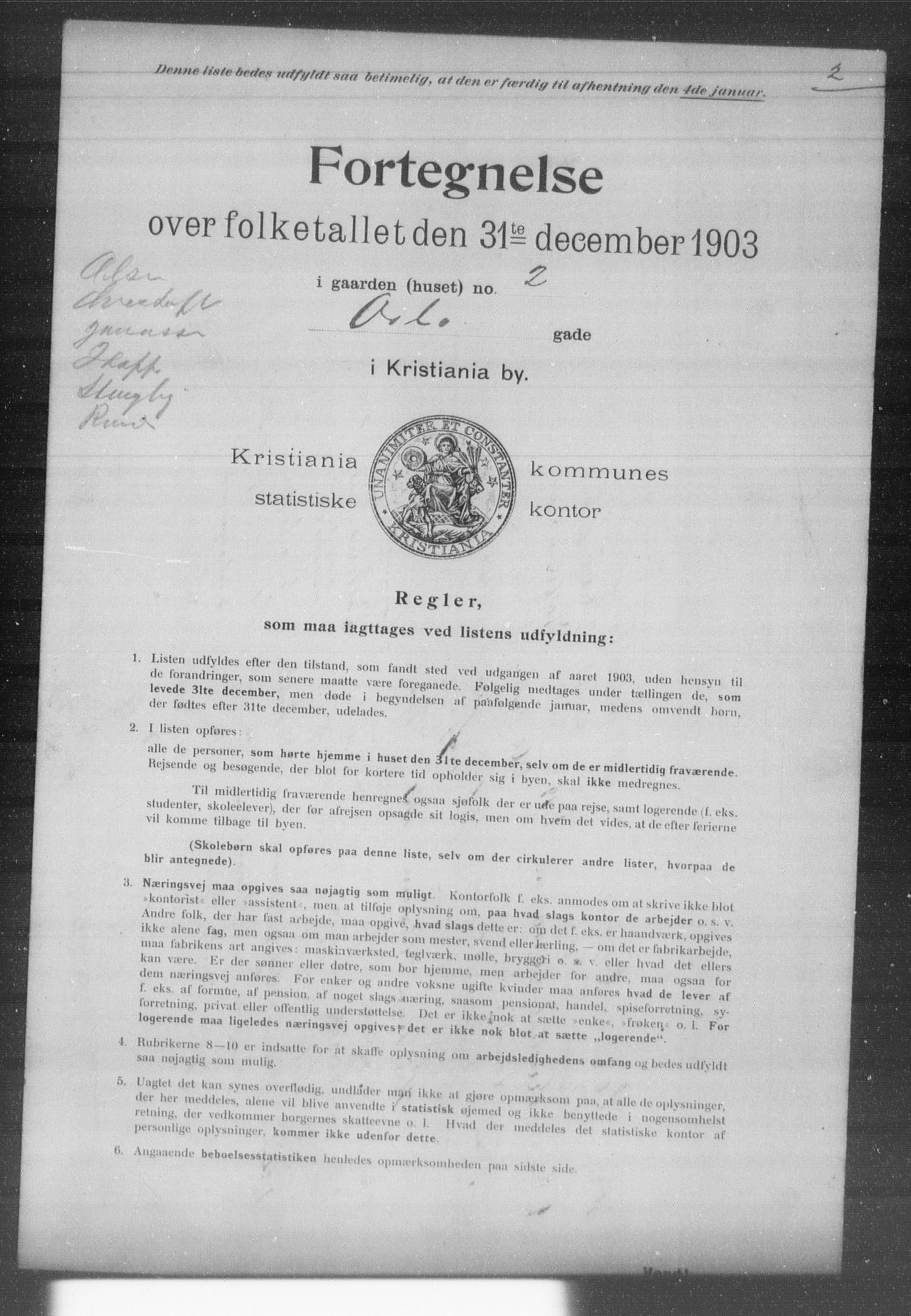 OBA, Municipal Census 1903 for Kristiania, 1903, p. 15058