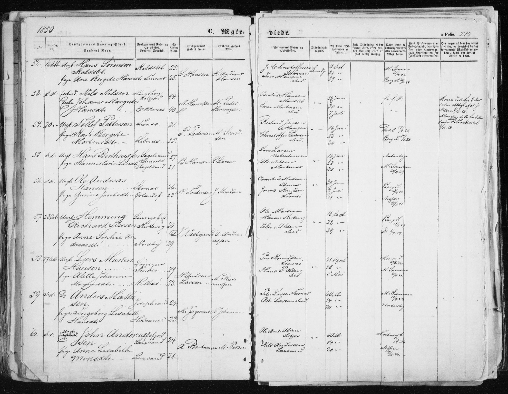 Tromsø sokneprestkontor/stiftsprosti/domprosti, SATØ/S-1343/G/Ga/L0010kirke: Parish register (official) no. 10, 1848-1855, p. 242