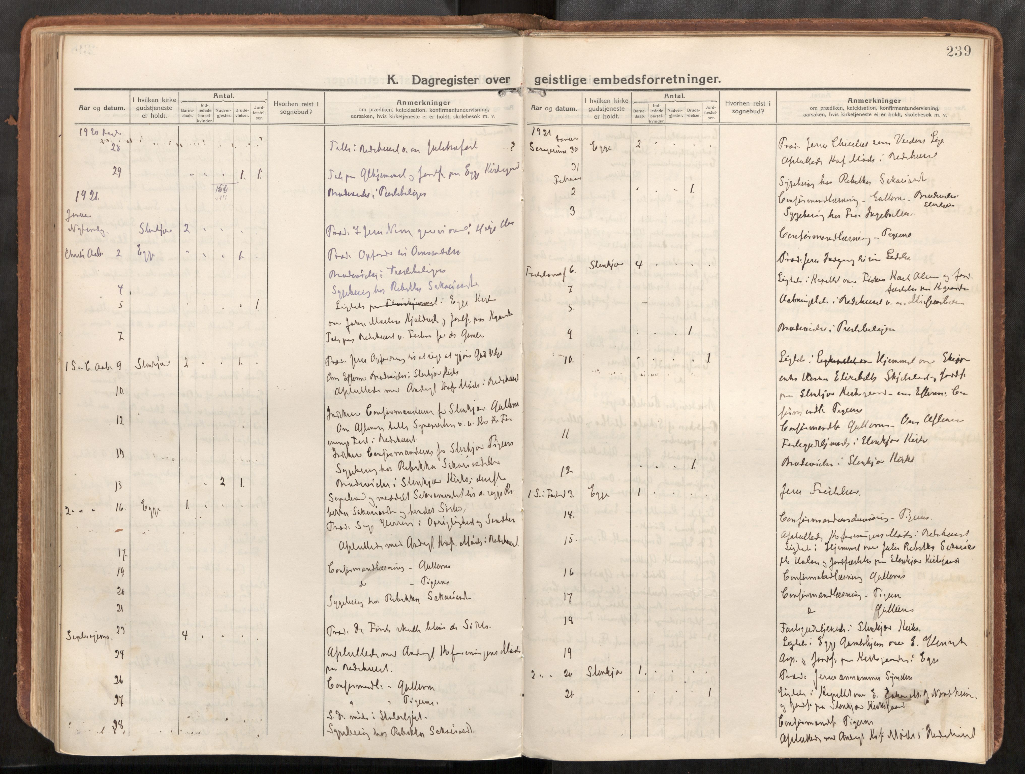 Steinkjer sokneprestkontor, AV/SAT-A-1541/01/H/Ha/Haa/L0003: Parish register (official) no. 3, 1913-1922, p. 239