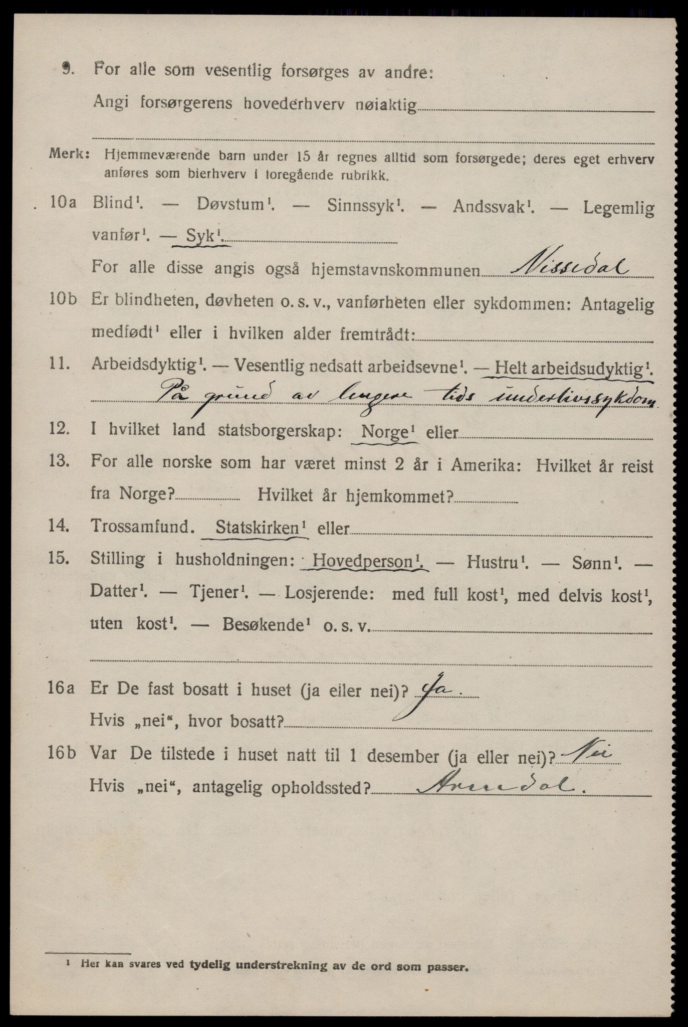 SAKO, 1920 census for Nissedal, 1920, p. 2308