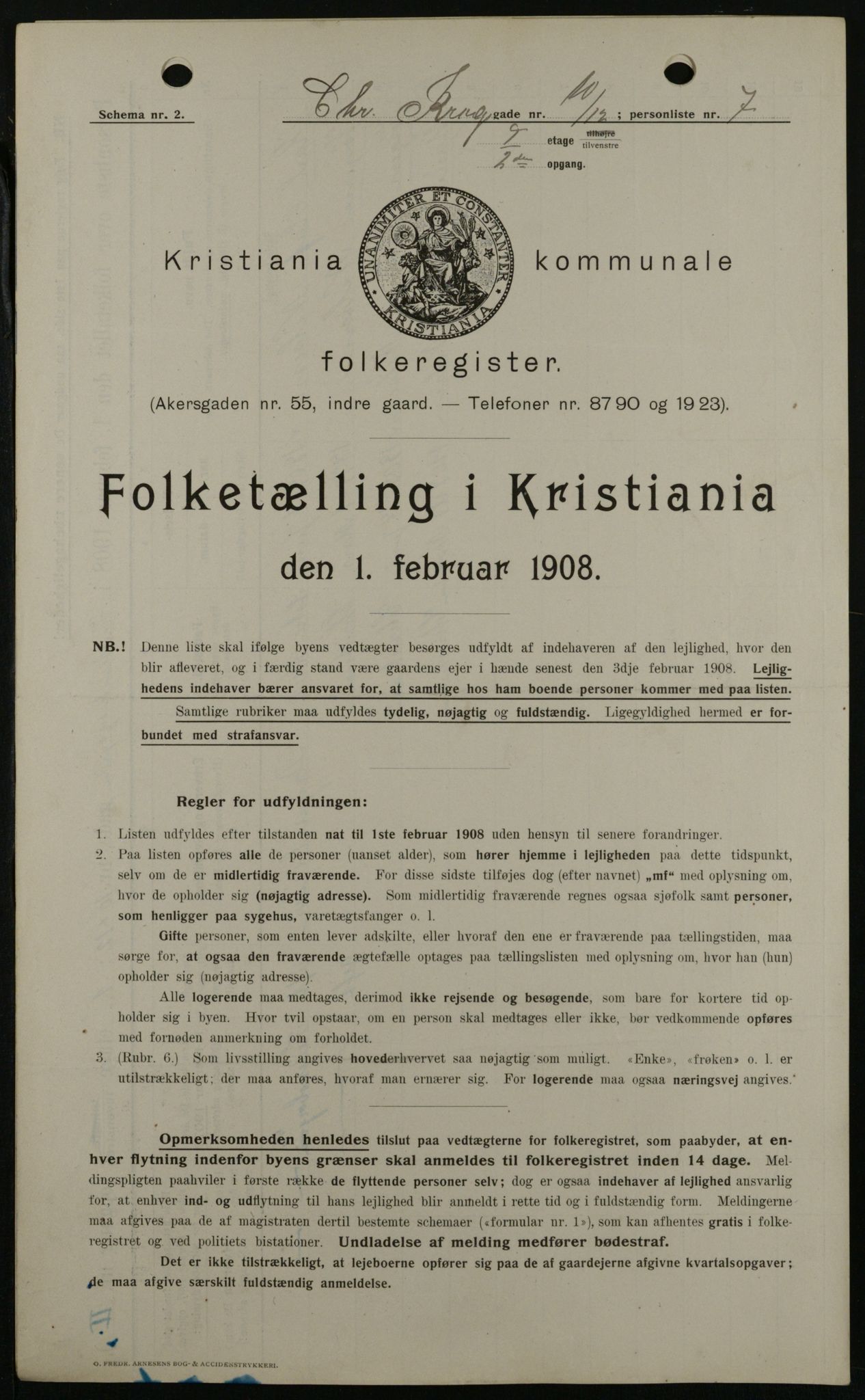 OBA, Municipal Census 1908 for Kristiania, 1908, p. 11097