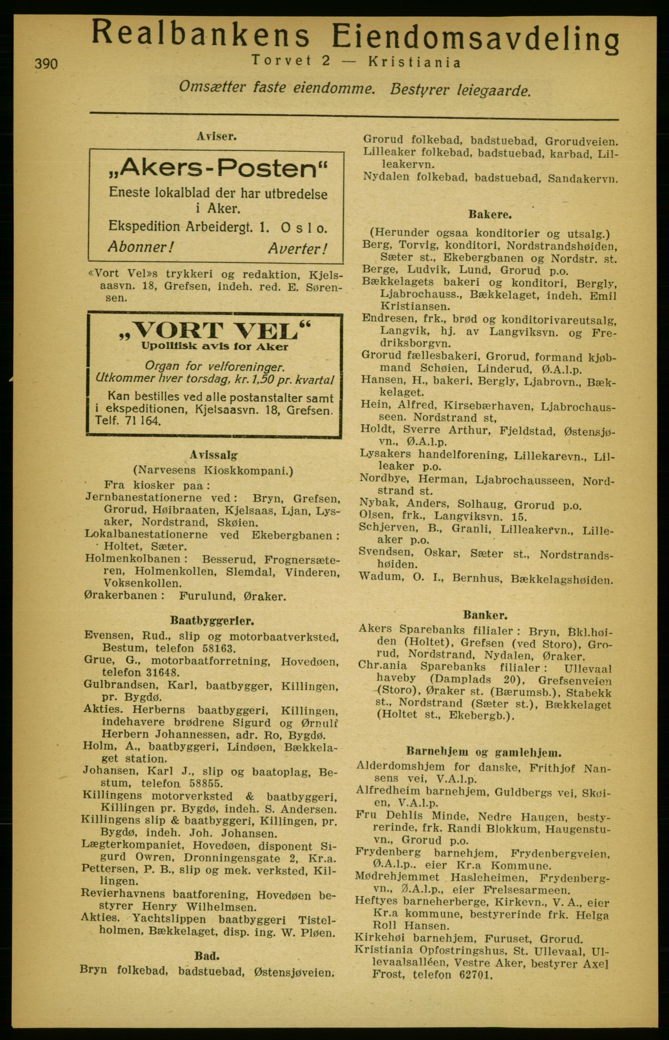 Aker adressebok/adressekalender, PUBL/001/A/003: Akers adressekalender, 1924-1925, p. 390