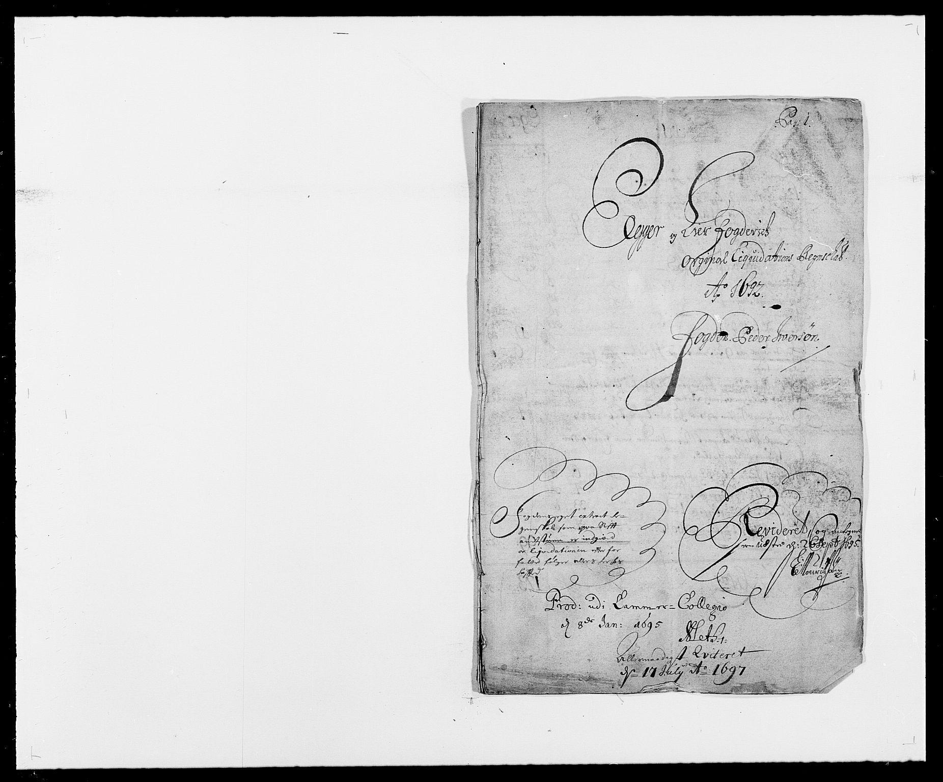 Rentekammeret inntil 1814, Reviderte regnskaper, Fogderegnskap, RA/EA-4092/R28/L1690: Fogderegnskap Eiker og Lier, 1692-1693, p. 1