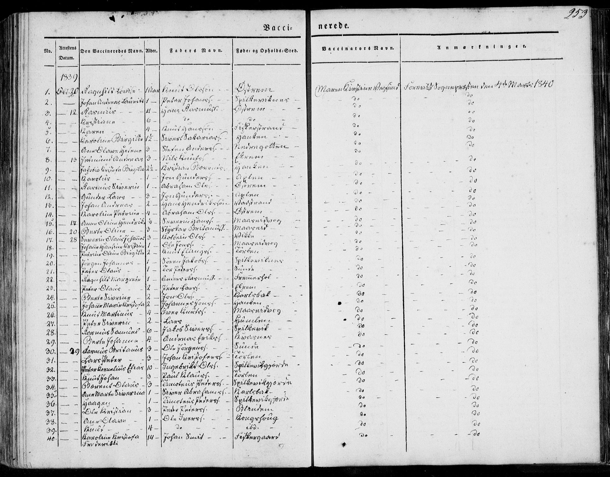 Ministerialprotokoller, klokkerbøker og fødselsregistre - Møre og Romsdal, SAT/A-1454/528/L0396: Parish register (official) no. 528A07, 1839-1847, p. 253