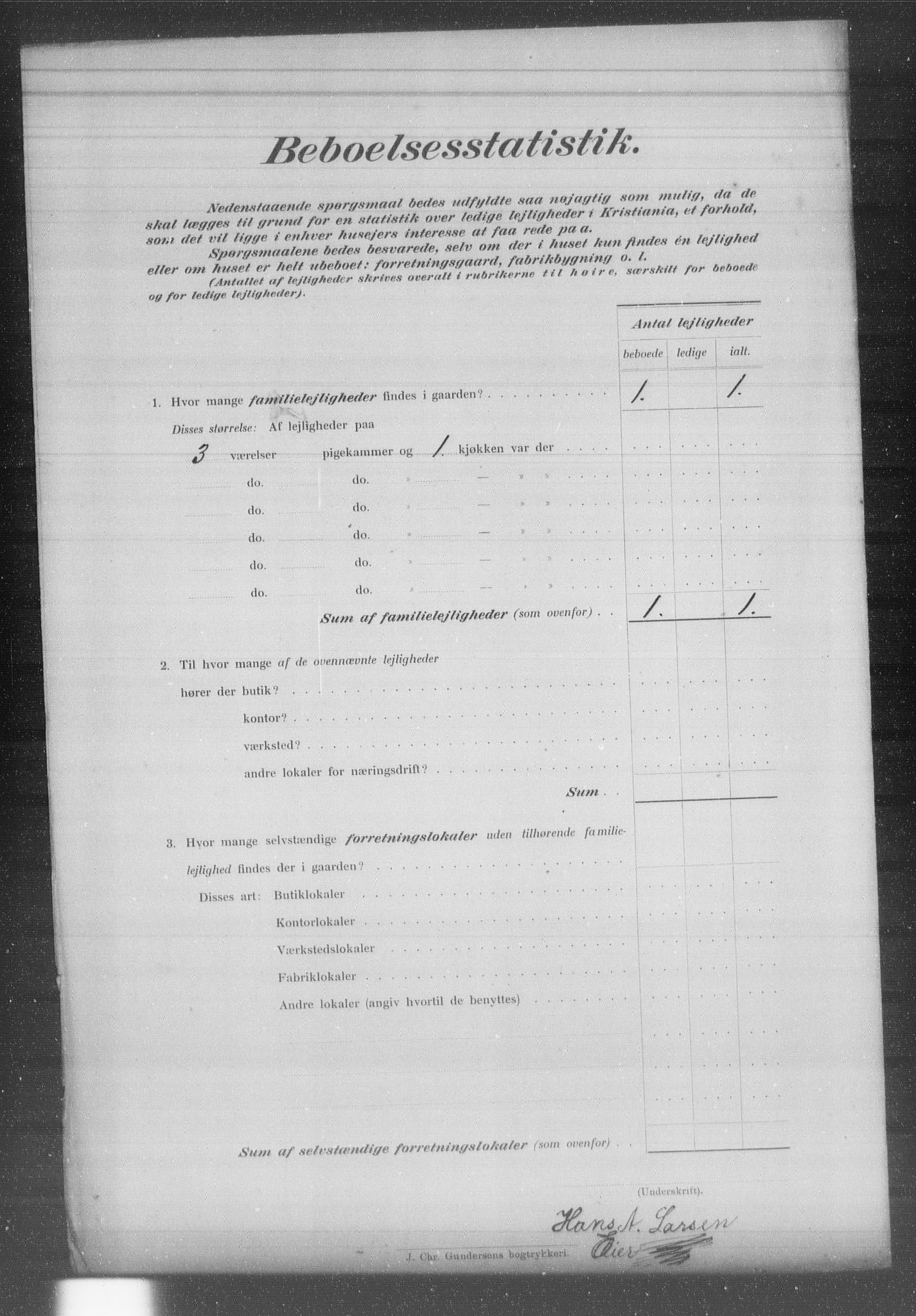 OBA, Municipal Census 1903 for Kristiania, 1903, p. 1098