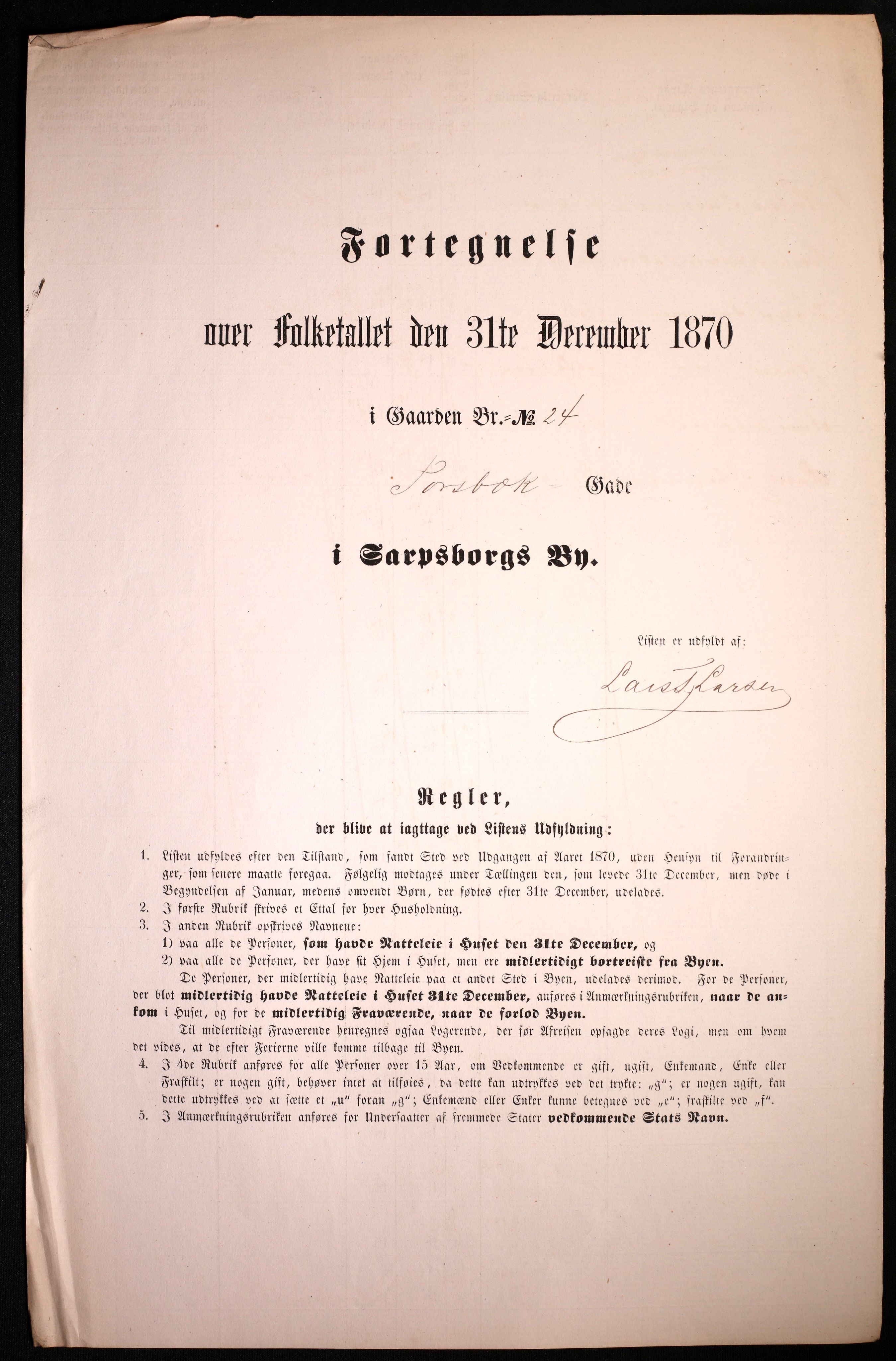 RA, 1870 census for 0102 Sarpsborg, 1870, p. 331