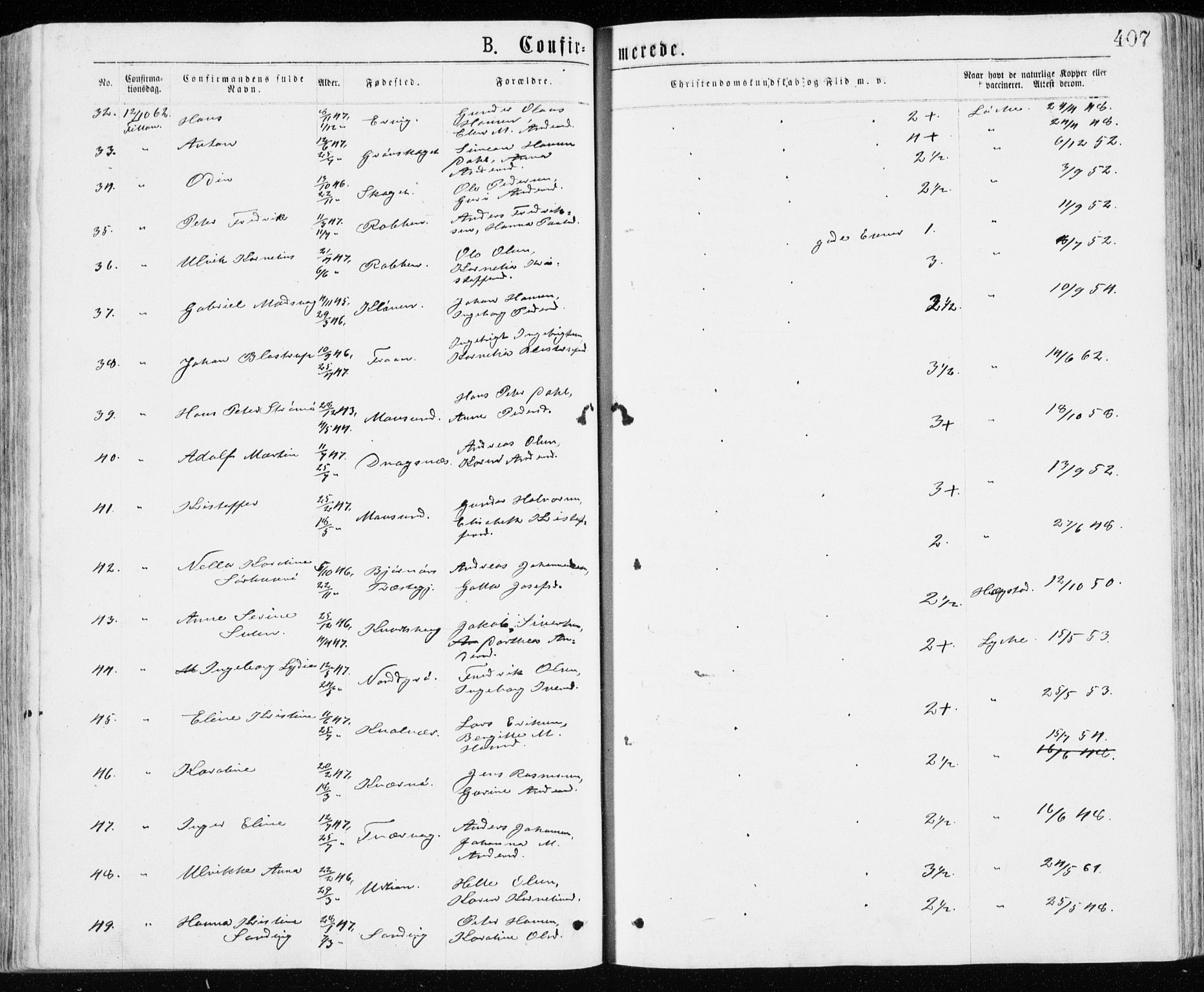 Ministerialprotokoller, klokkerbøker og fødselsregistre - Sør-Trøndelag, AV/SAT-A-1456/640/L0576: Parish register (official) no. 640A01, 1846-1876, p. 407