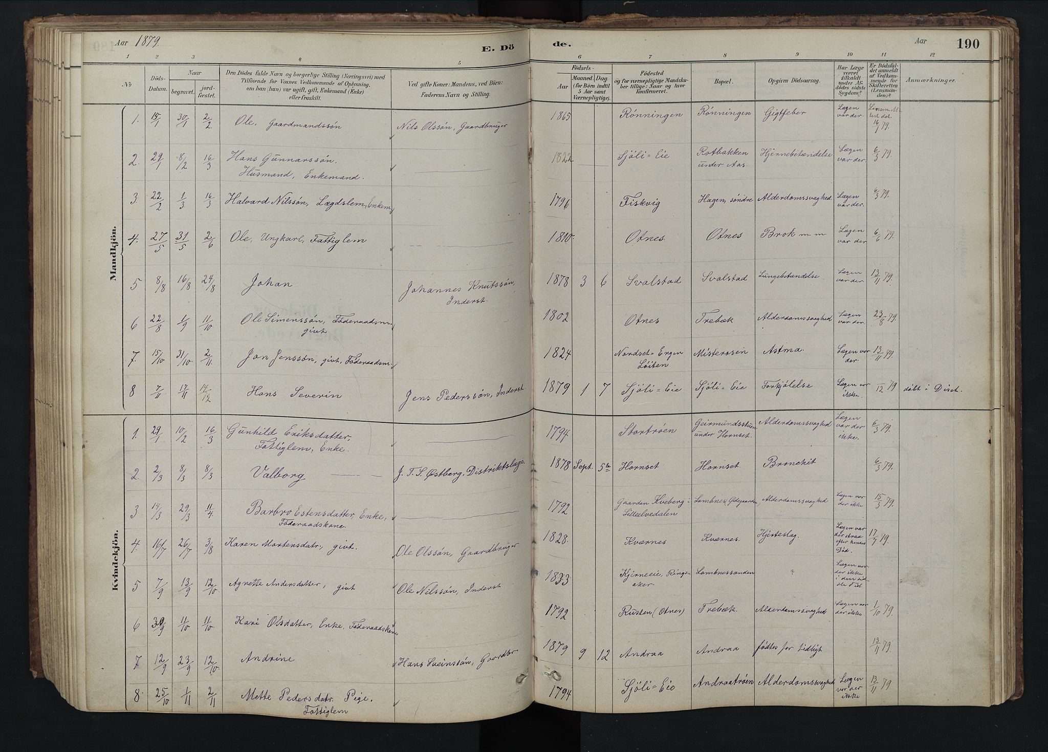 Rendalen prestekontor, SAH/PREST-054/H/Ha/Hab/L0009: Parish register (copy) no. 9, 1879-1902, p. 190