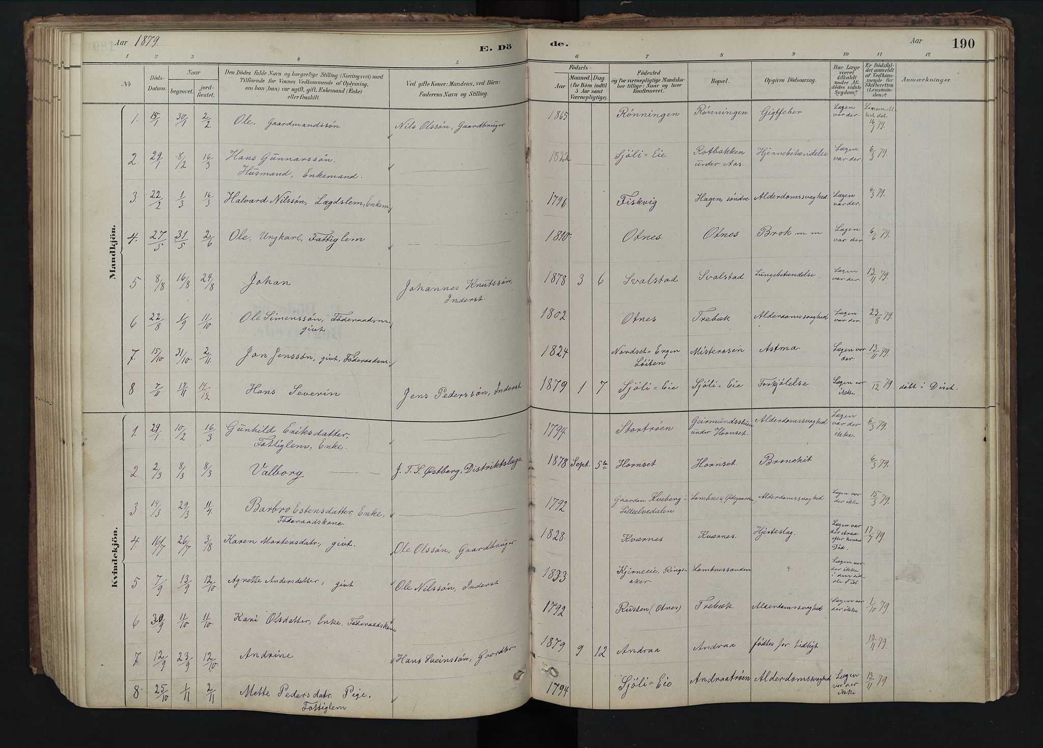 Rendalen prestekontor, AV/SAH-PREST-054/H/Ha/Hab/L0009: Parish register (copy) no. 9, 1879-1902, p. 190