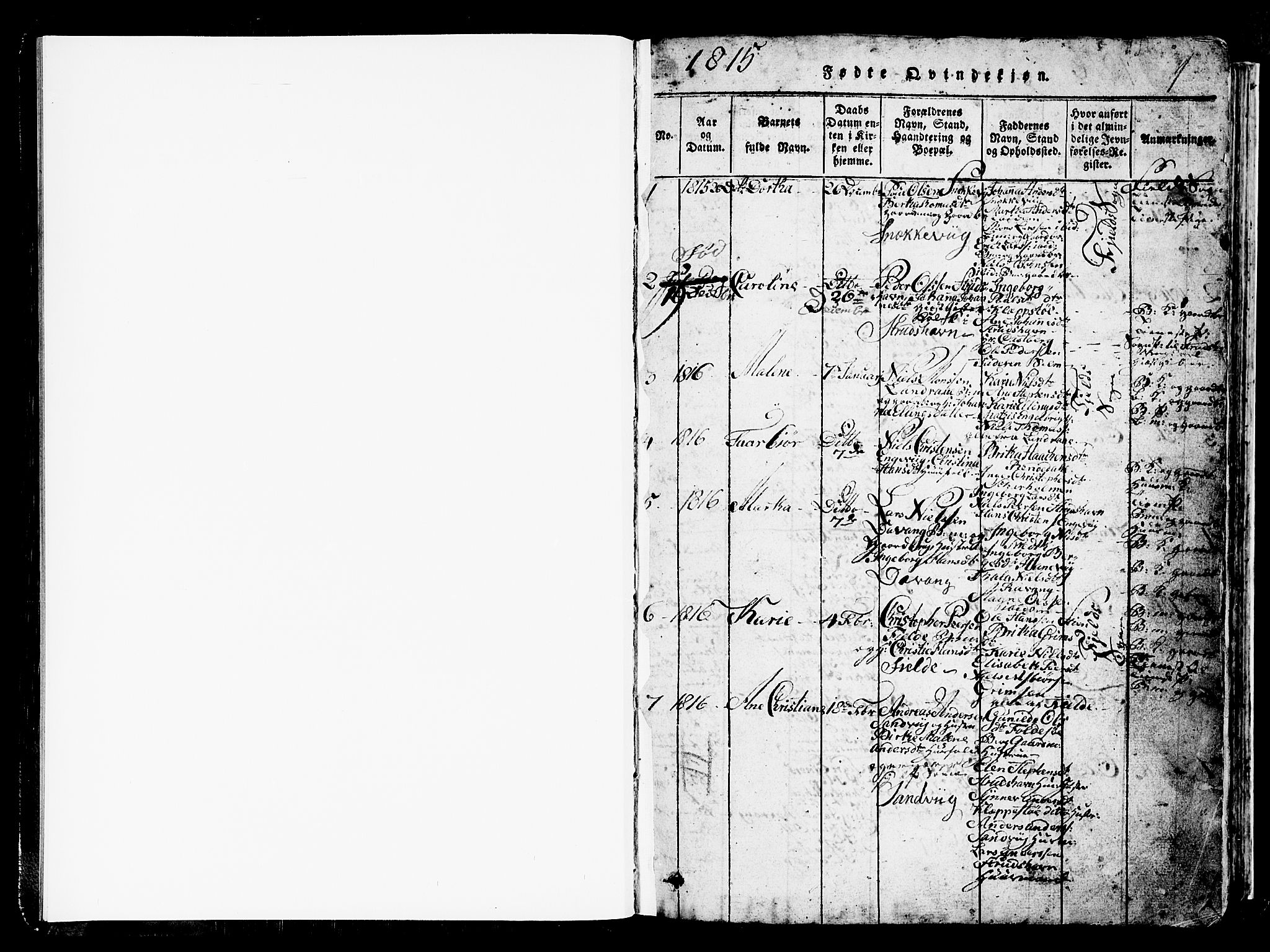 Askøy Sokneprestembete, AV/SAB-A-74101/H/Ha/Hab/Haba/L0002: Parish register (copy) no. A 2, 1815-1846, p. 1