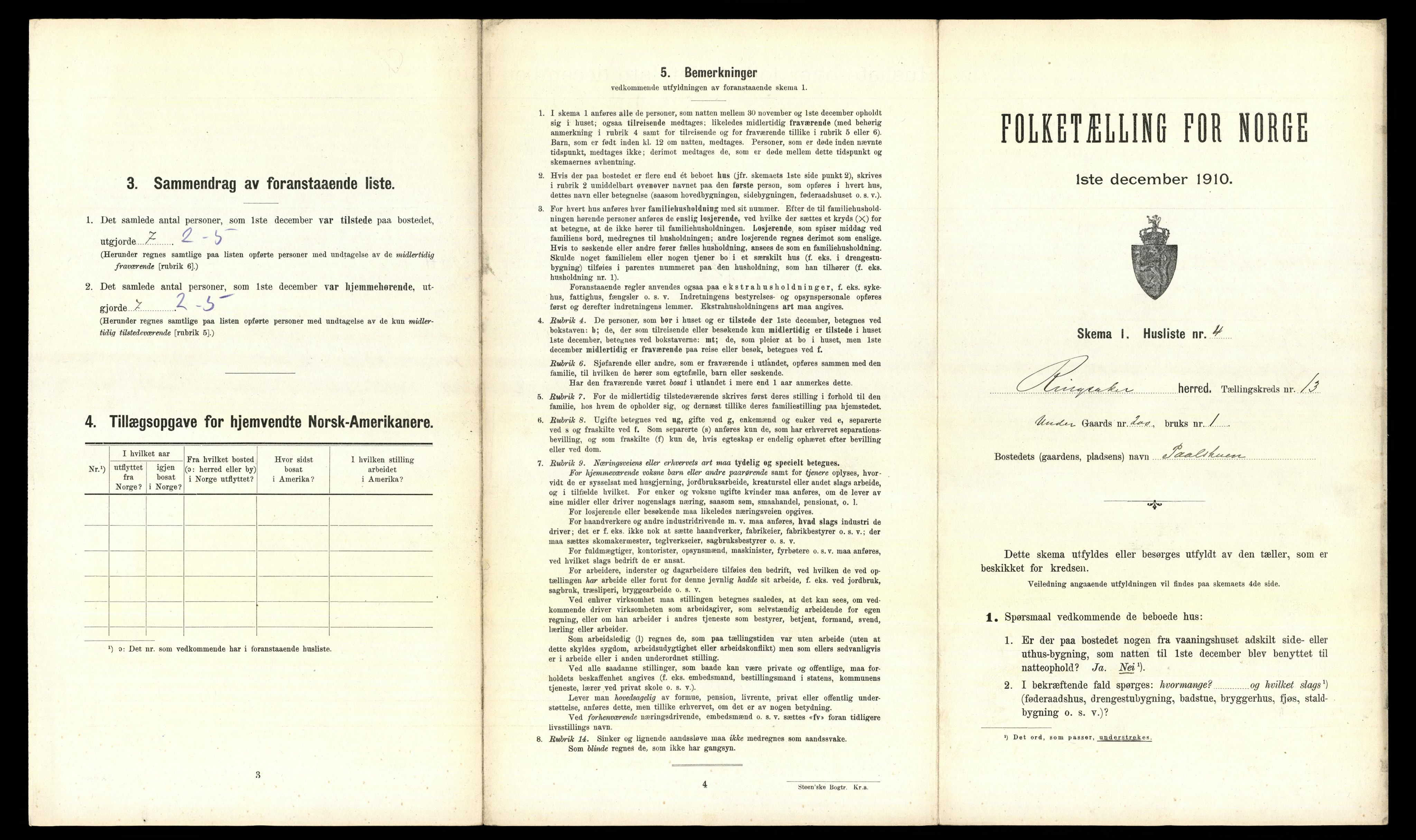 RA, 1910 census for Ringsaker, 1910, p. 2541