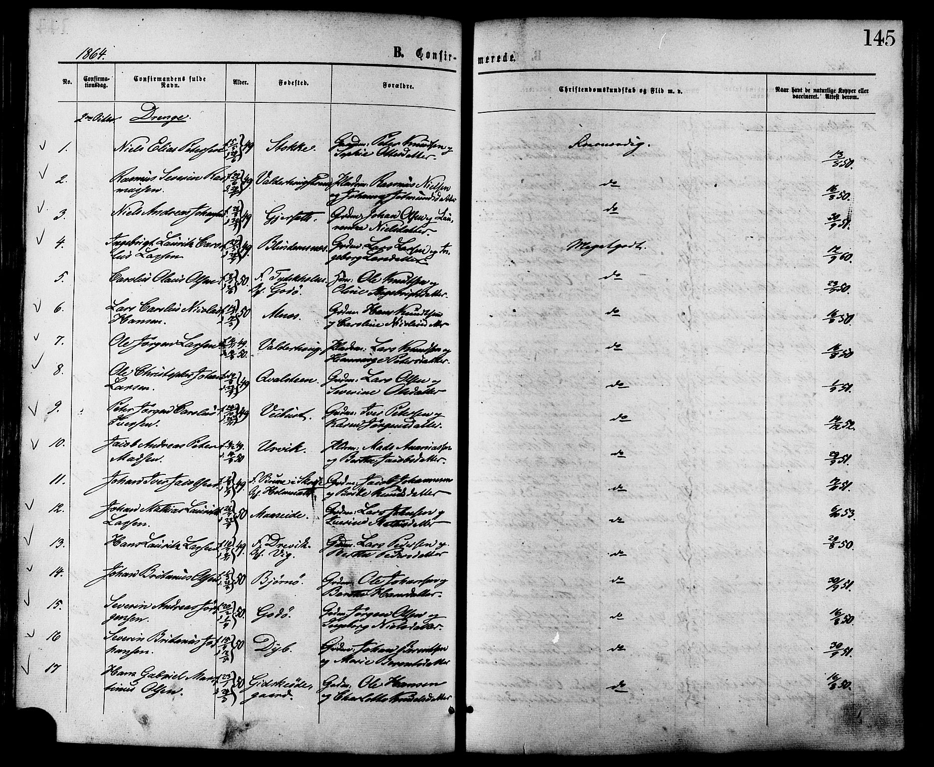 Ministerialprotokoller, klokkerbøker og fødselsregistre - Møre og Romsdal, AV/SAT-A-1454/528/L0399: Parish register (official) no. 528A10, 1864-1879, p. 145