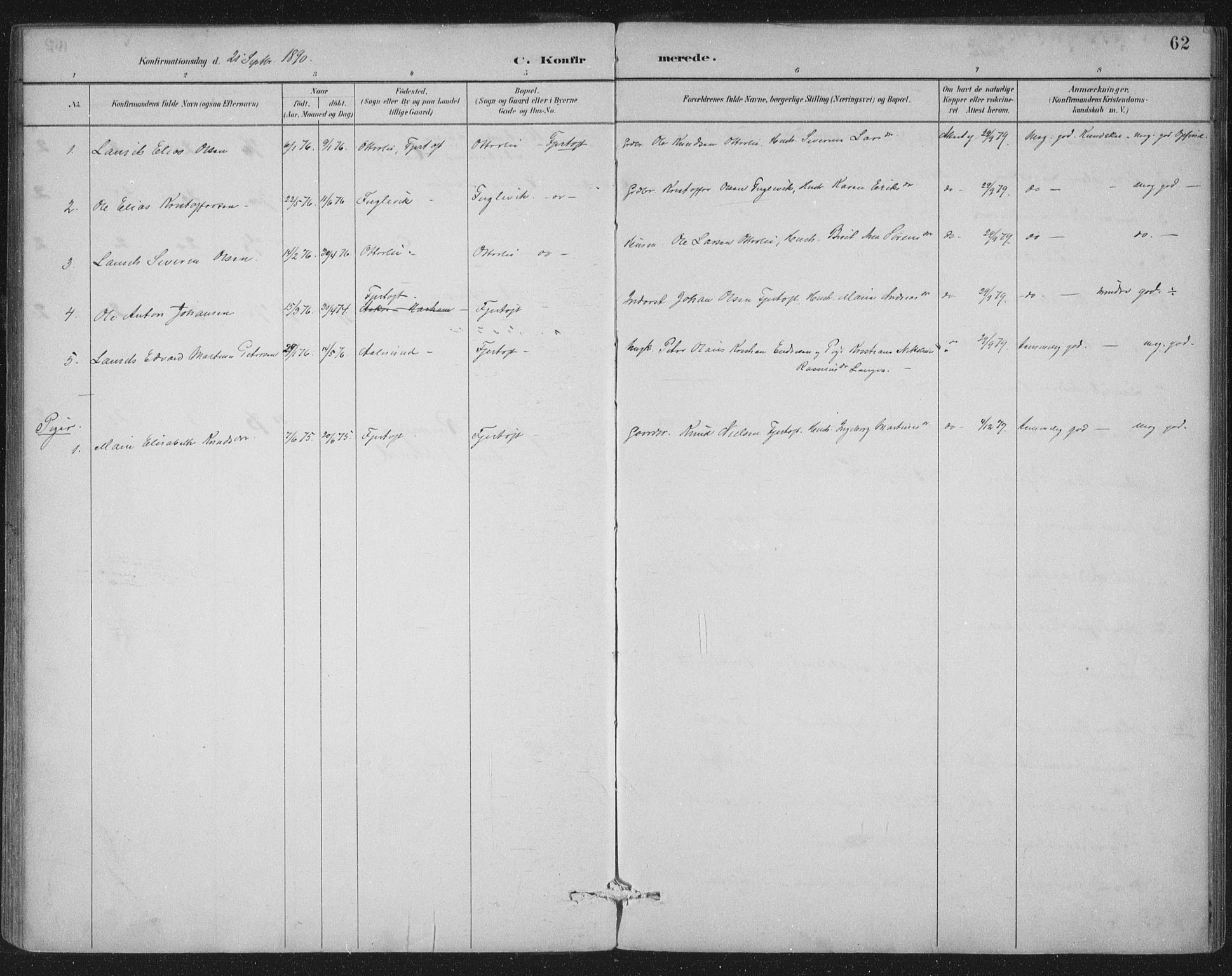 Ministerialprotokoller, klokkerbøker og fødselsregistre - Møre og Romsdal, SAT/A-1454/538/L0522: Parish register (official) no. 538A01, 1884-1913, p. 62