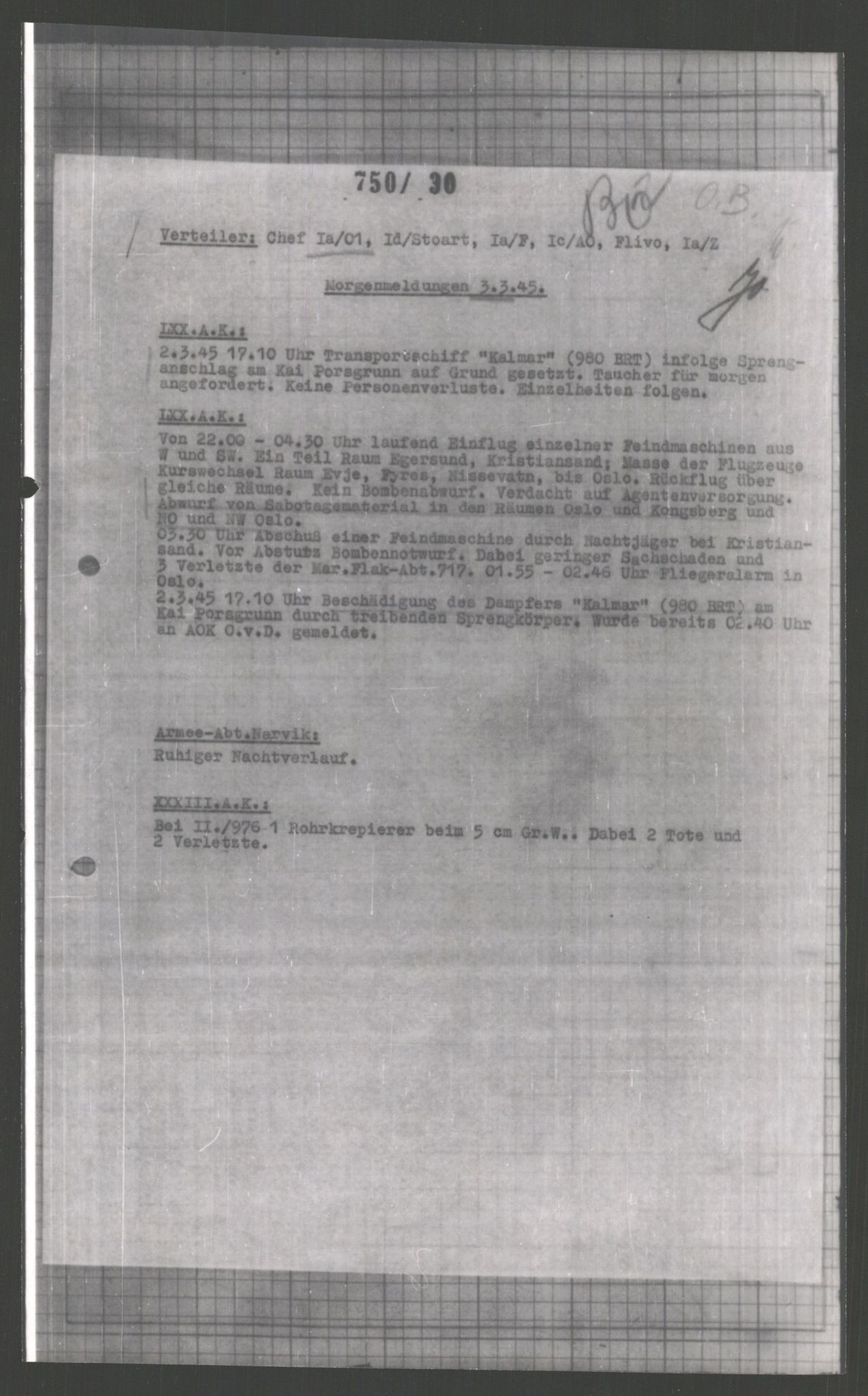 Forsvarets Overkommando. 2 kontor. Arkiv 11.4. Spredte tyske arkivsaker, AV/RA-RAFA-7031/D/Dar/Dara/L0003: Krigsdagbøker for 20. Gebirgs-Armee-Oberkommando (AOK 20), 1945, p. 413