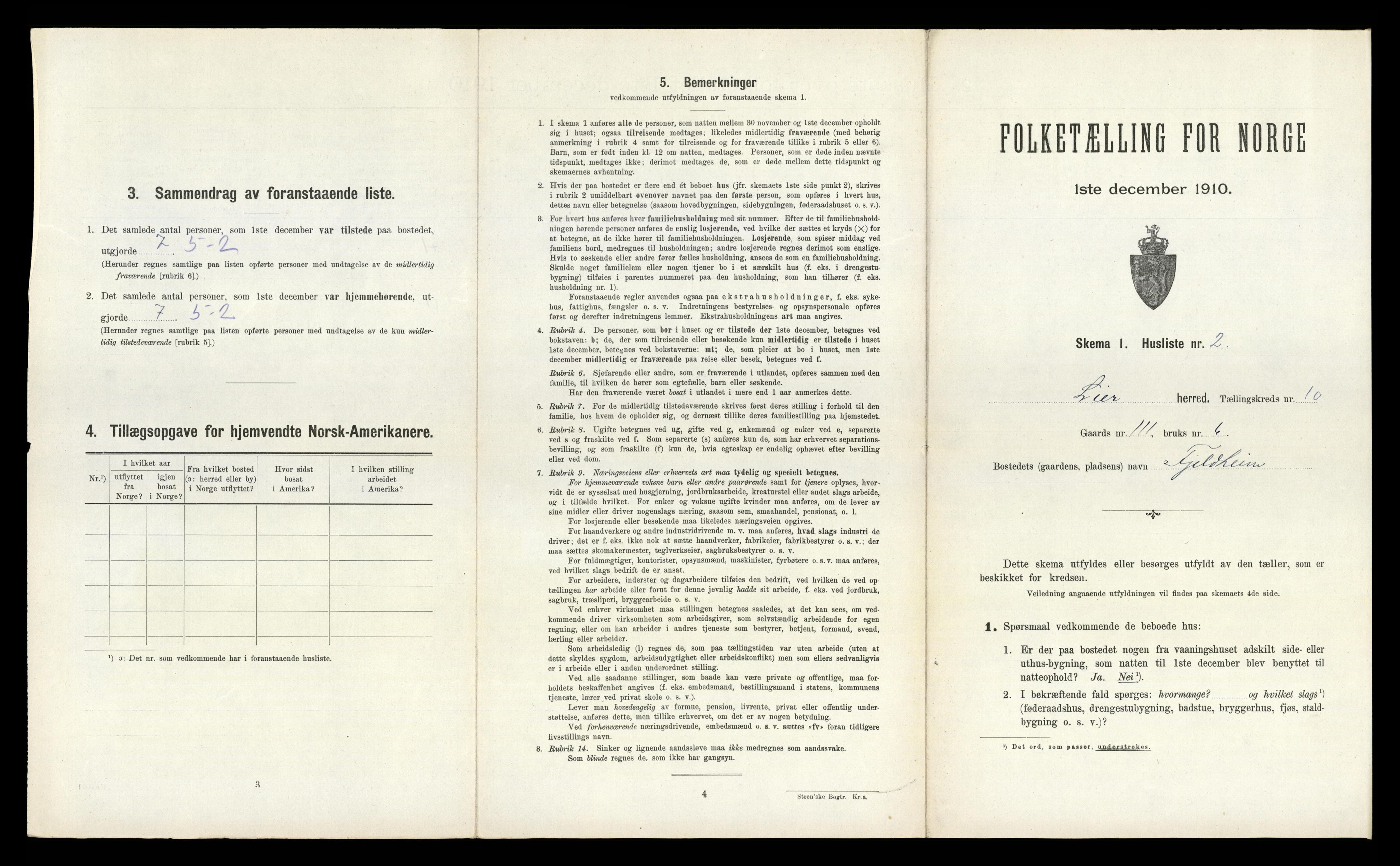 RA, 1910 census for Lier, 1910, p. 1756