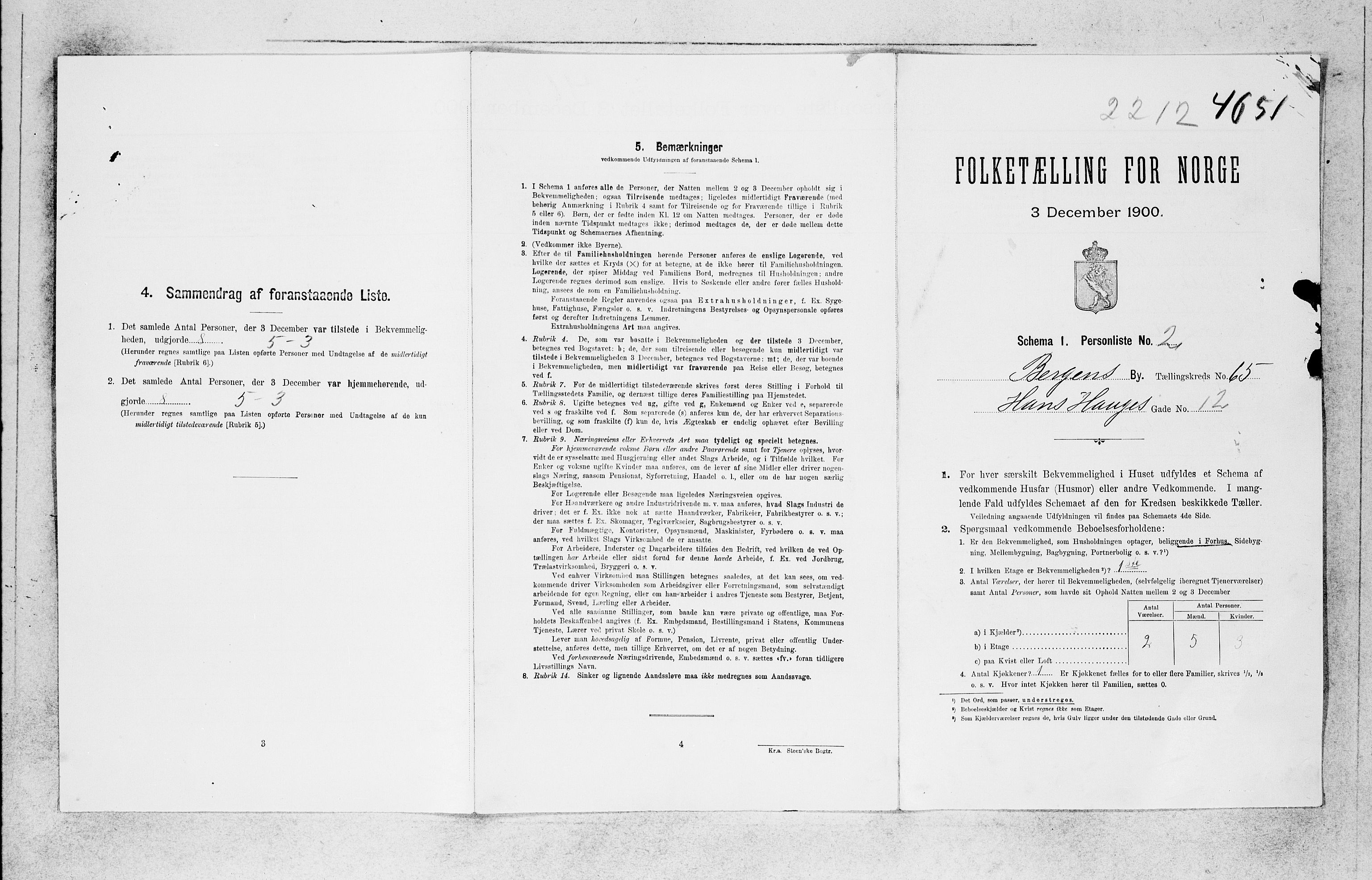 SAB, 1900 census for Bergen, 1900, p. 13655