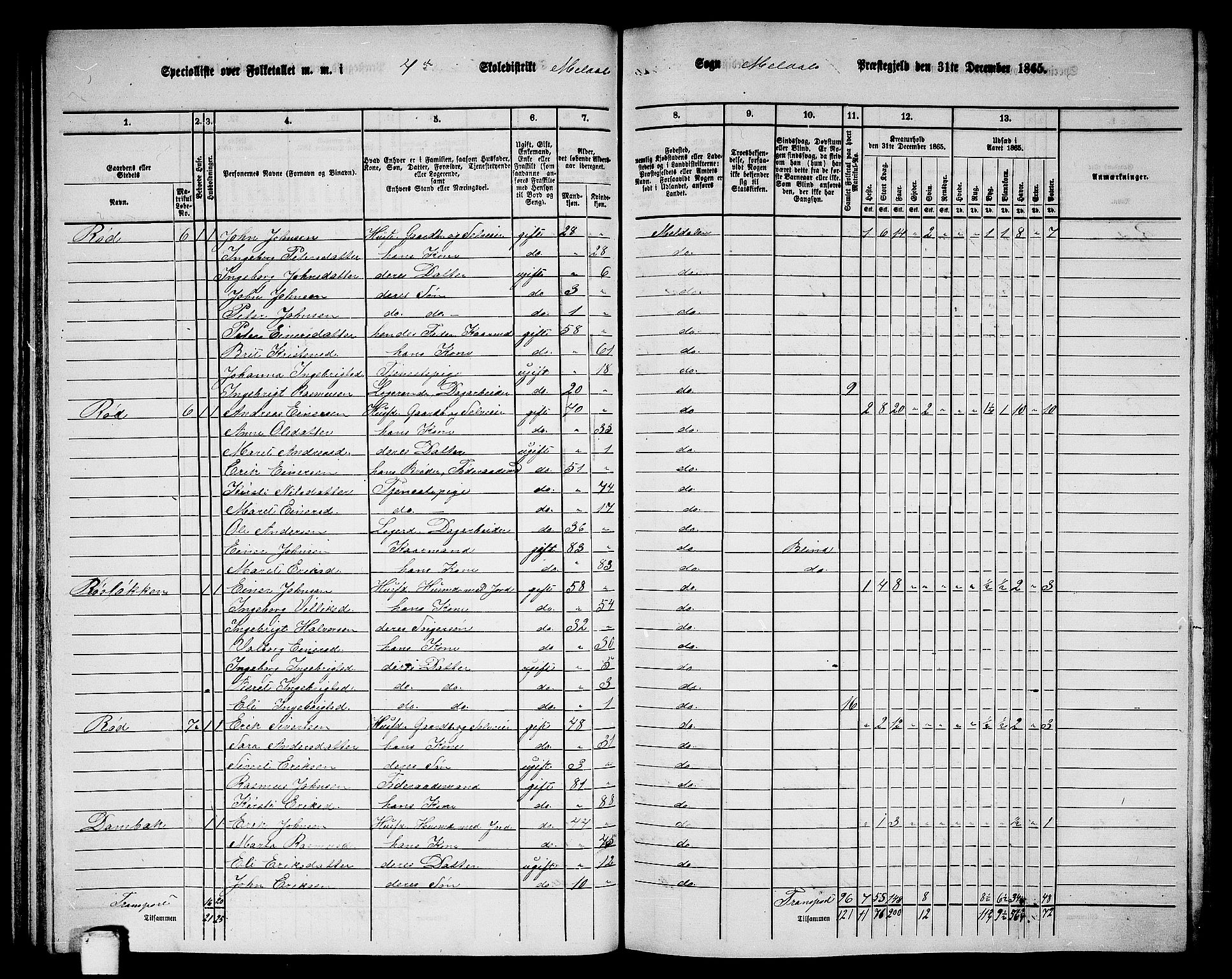 RA, 1865 census for Meldal, 1865, p. 94