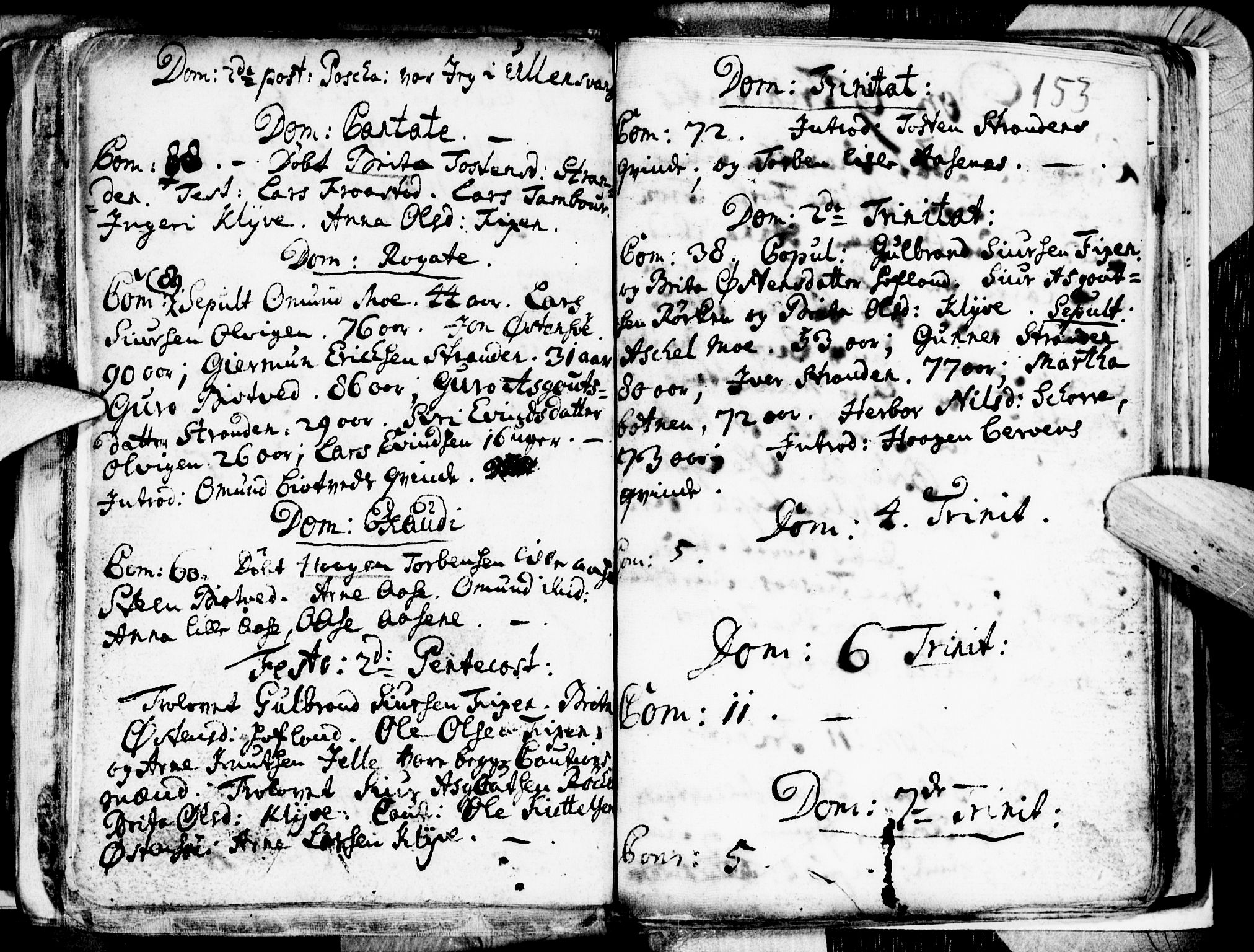 Kvam sokneprestembete, SAB/A-76201/H/Haa: Parish register (official) no. A 1, 1690-1741, p. 153