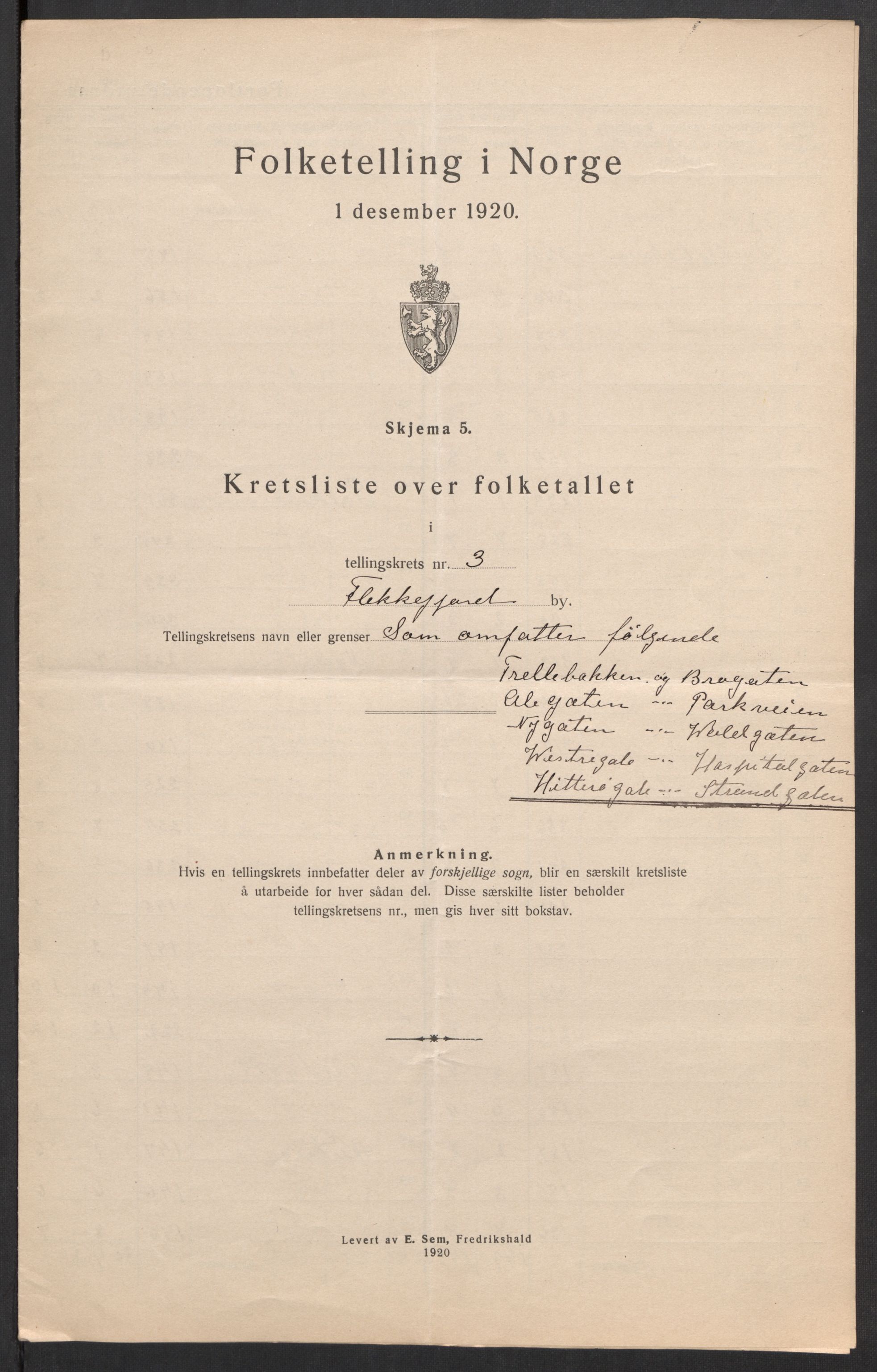 SAK, 1920 census for Flekkefjord, 1920, p. 13