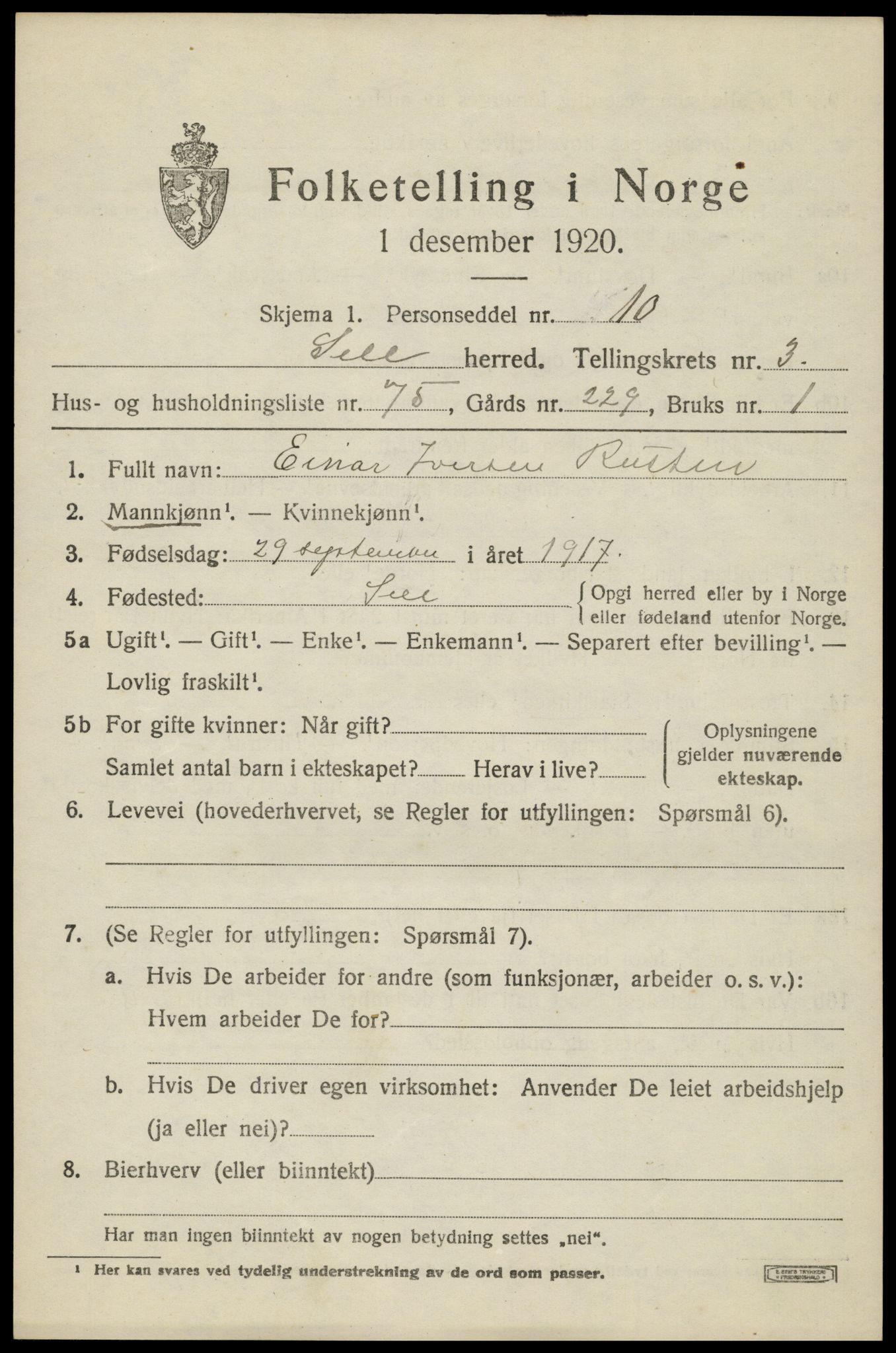 SAH, 1920 census for Sel, 1920, p. 3116