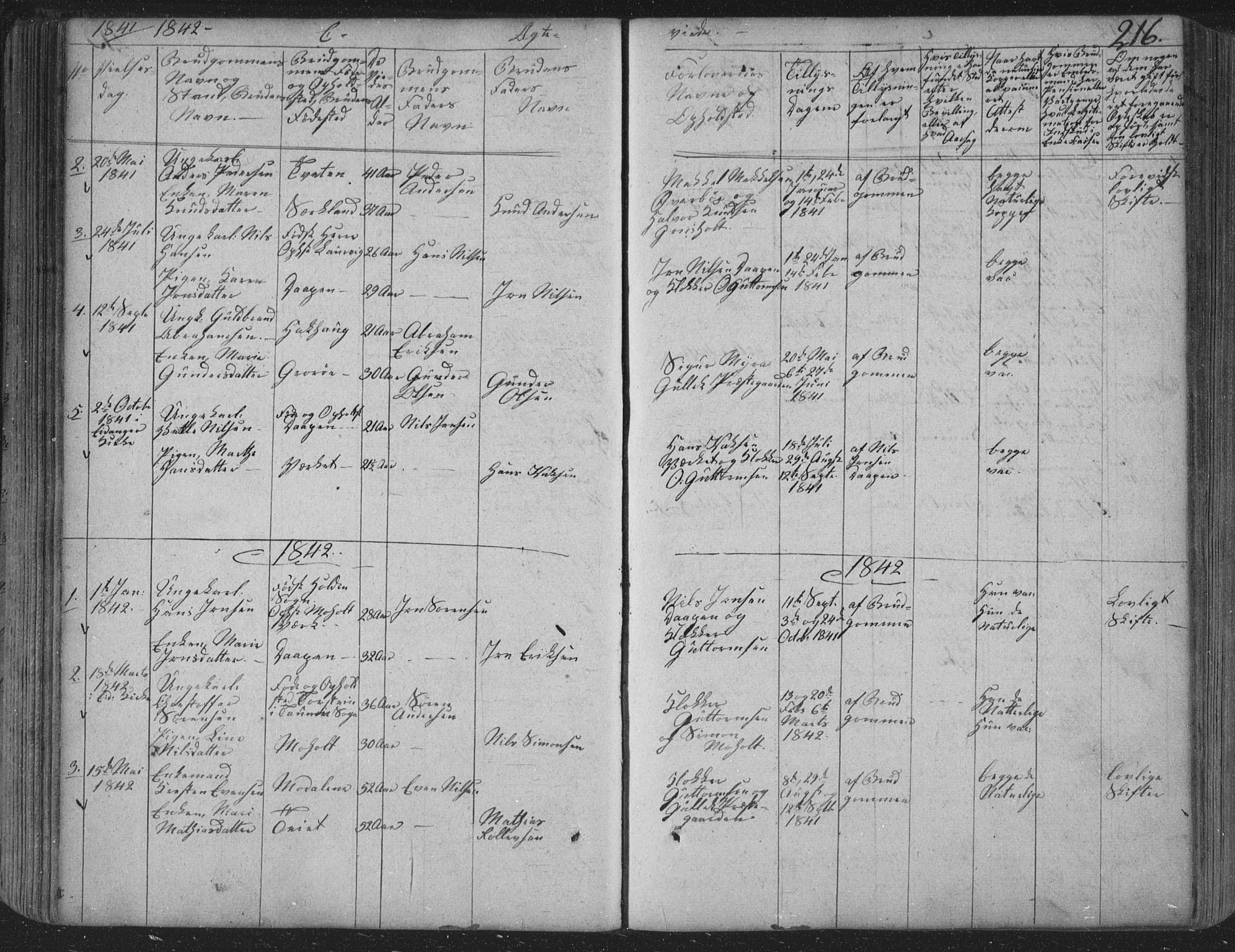 Siljan kirkebøker, SAKO/A-300/F/Fa/L0001: Parish register (official) no. 1, 1831-1870, p. 216