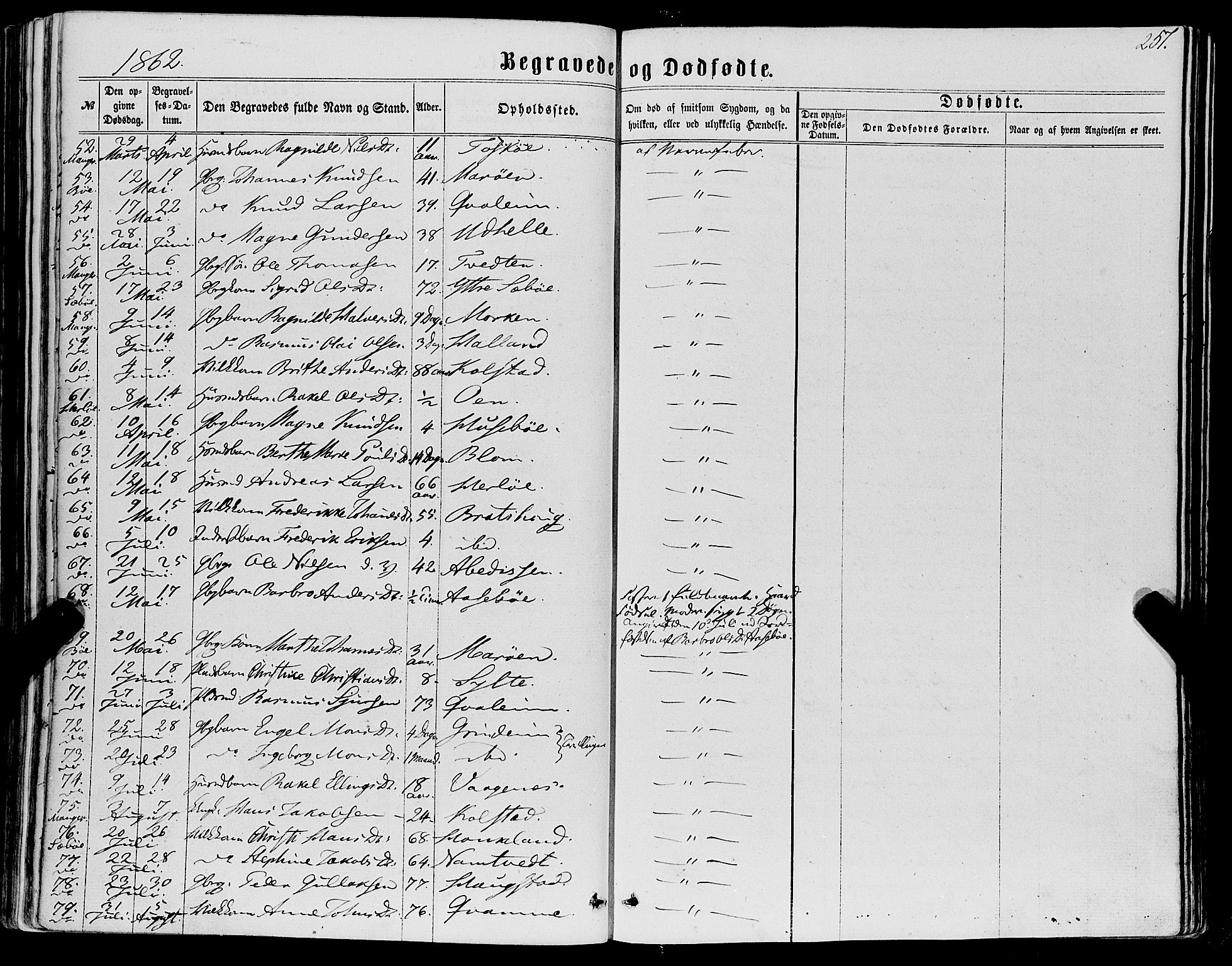 Manger sokneprestembete, AV/SAB-A-76801/H/Haa: Parish register (official) no. A 7, 1860-1870, p. 257