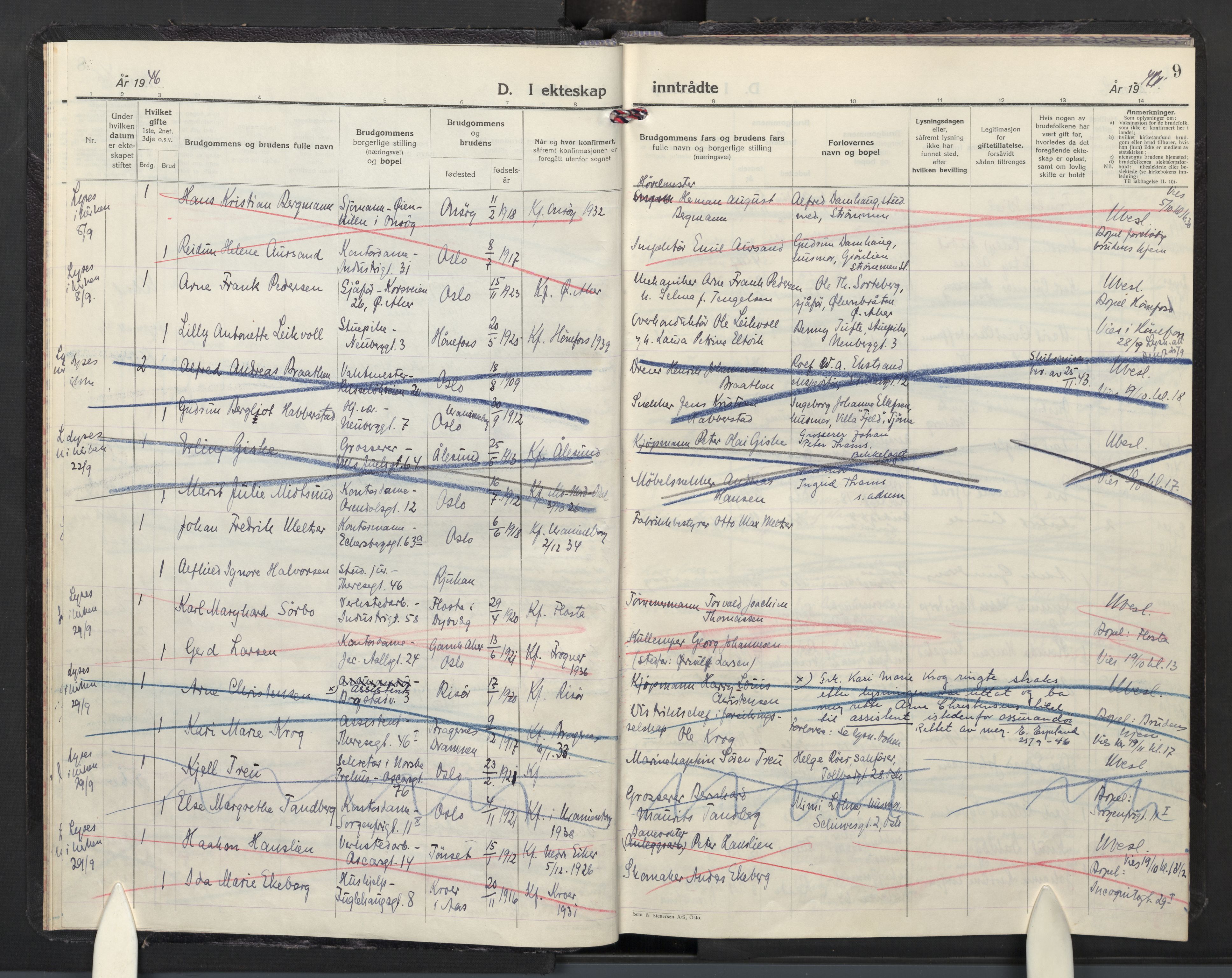 Uranienborg prestekontor Kirkebøker, AV/SAO-A-10877/H/Ha/L0008: Banns register no. I 8, 1946-1947, p. 9