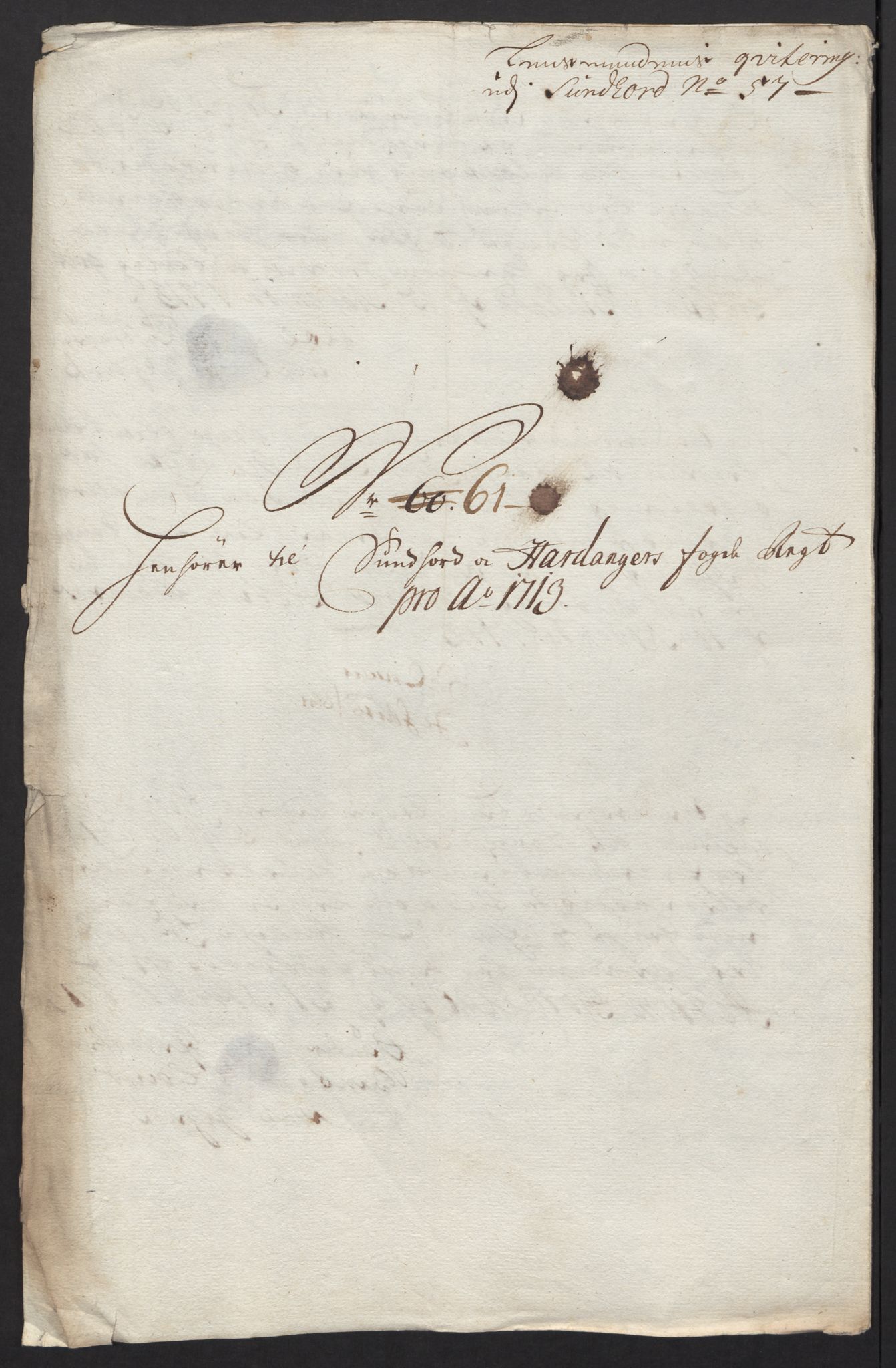 Rentekammeret inntil 1814, Reviderte regnskaper, Fogderegnskap, AV/RA-EA-4092/R48/L2989: Fogderegnskap Sunnhordland og Hardanger, 1713, p. 359