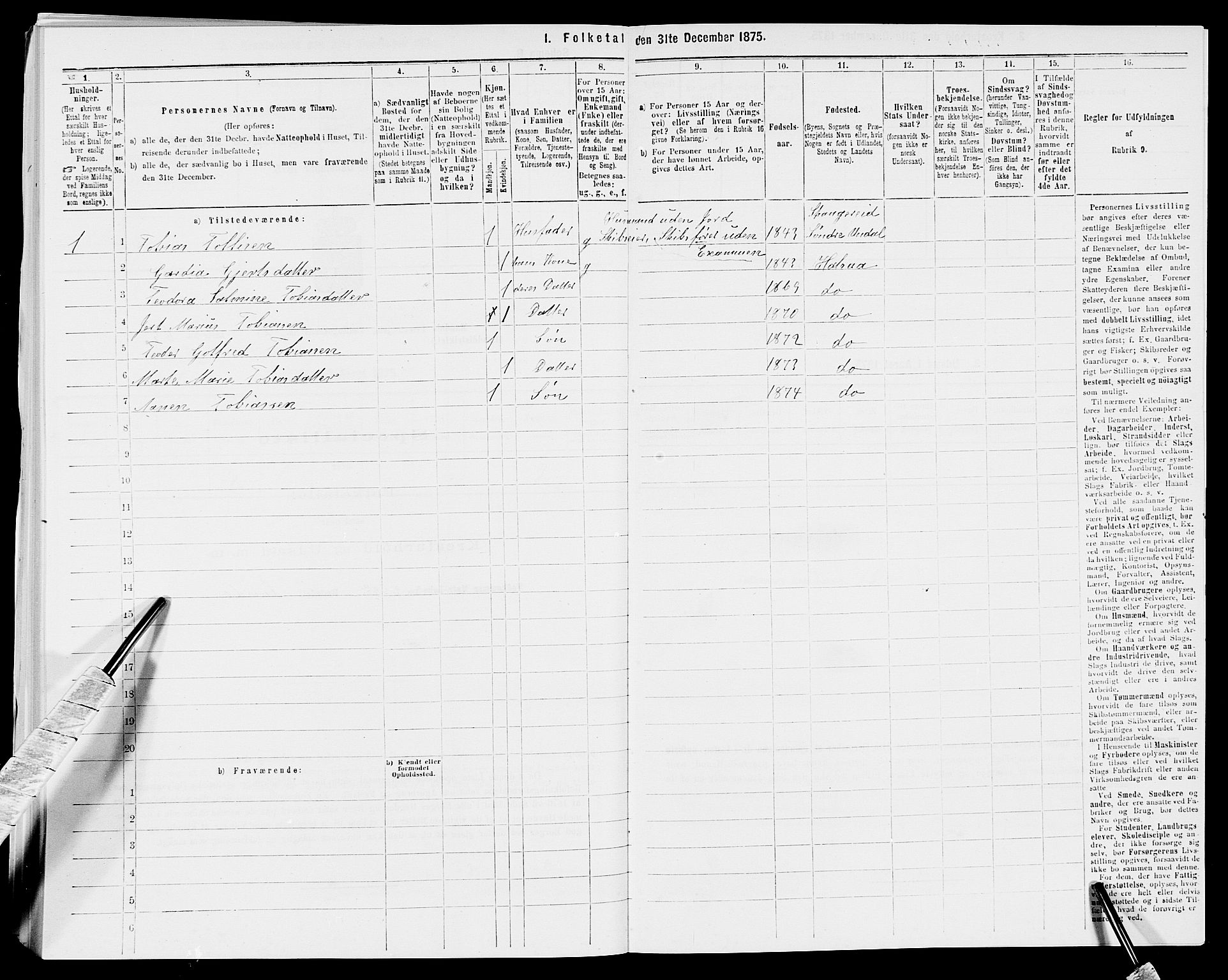 SAK, 1875 census for 1019L Mandal/Halse og Harkmark, 1875, p. 350