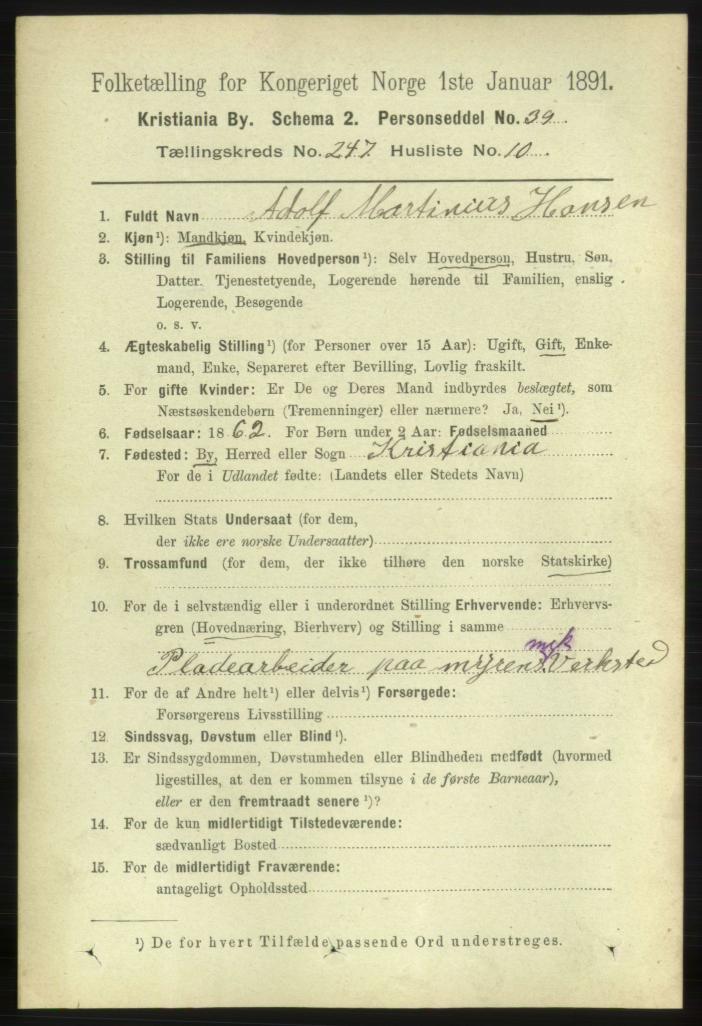 RA, 1891 census for 0301 Kristiania, 1891, p. 150664