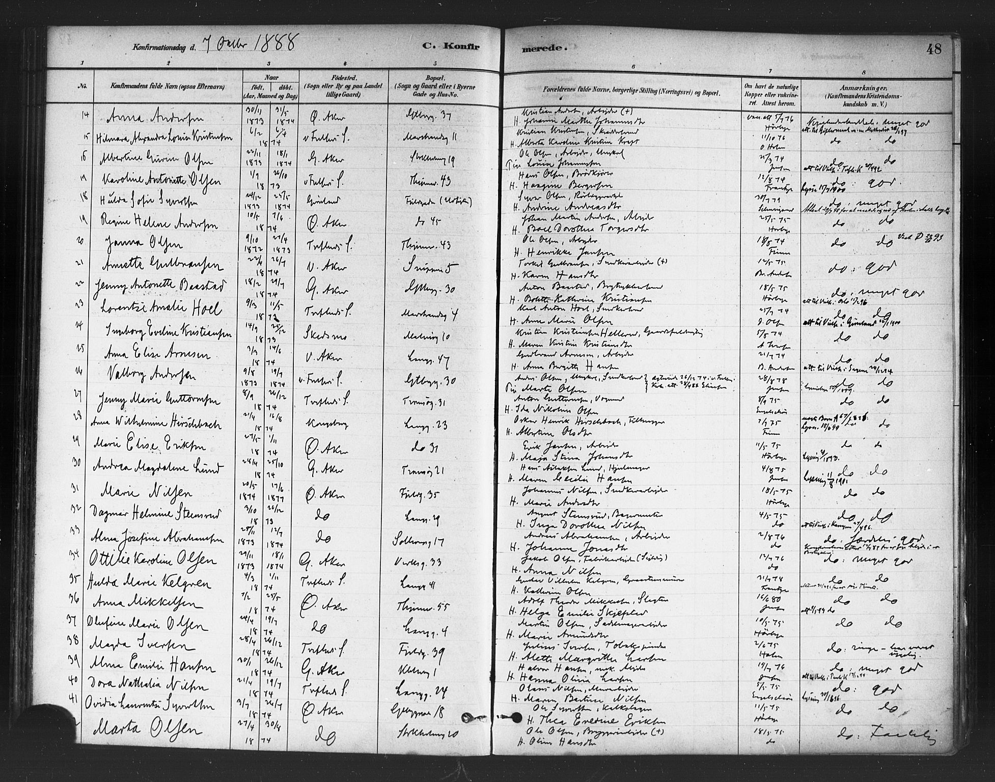 Petrus prestekontor Kirkebøker, AV/SAO-A-10872/F/Fa/L0002: Parish register (official) no. I 2, 1881-1896, p. 48