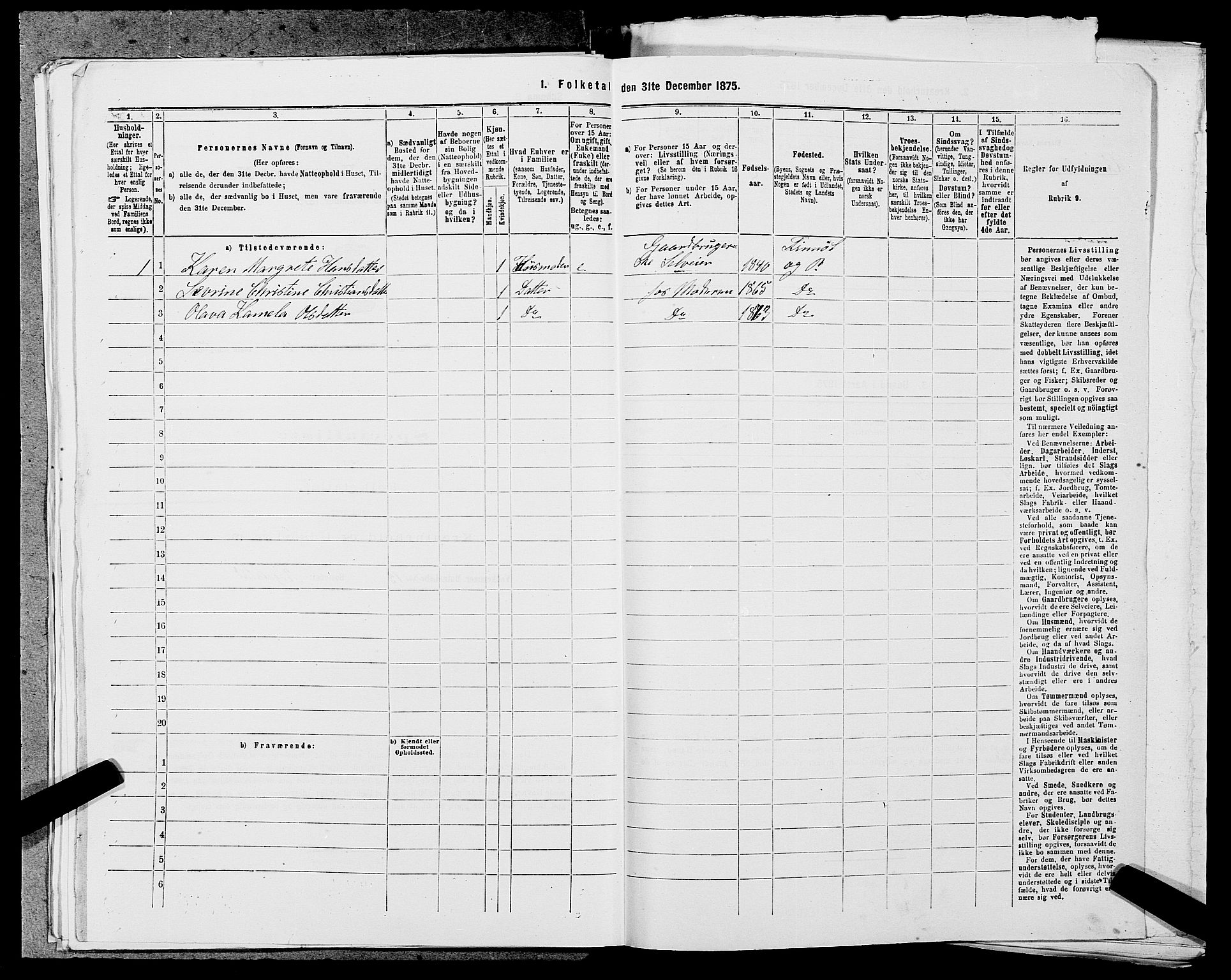 SAST, 1875 census for 1141P Finnøy, 1875, p. 375