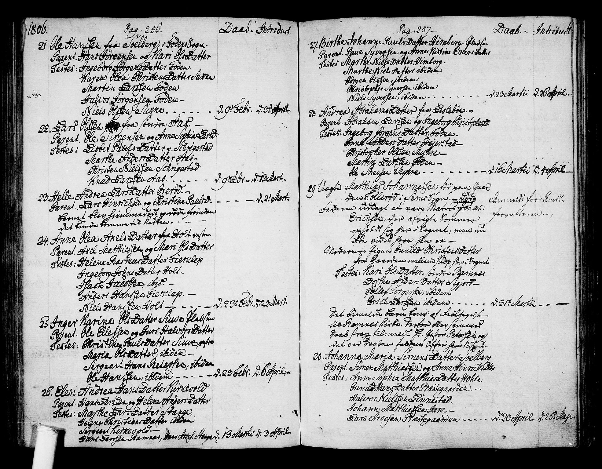 Ramnes kirkebøker, AV/SAKO-A-314/F/Fa/L0003: Parish register (official) no. I 3, 1790-1813, p. 256-257