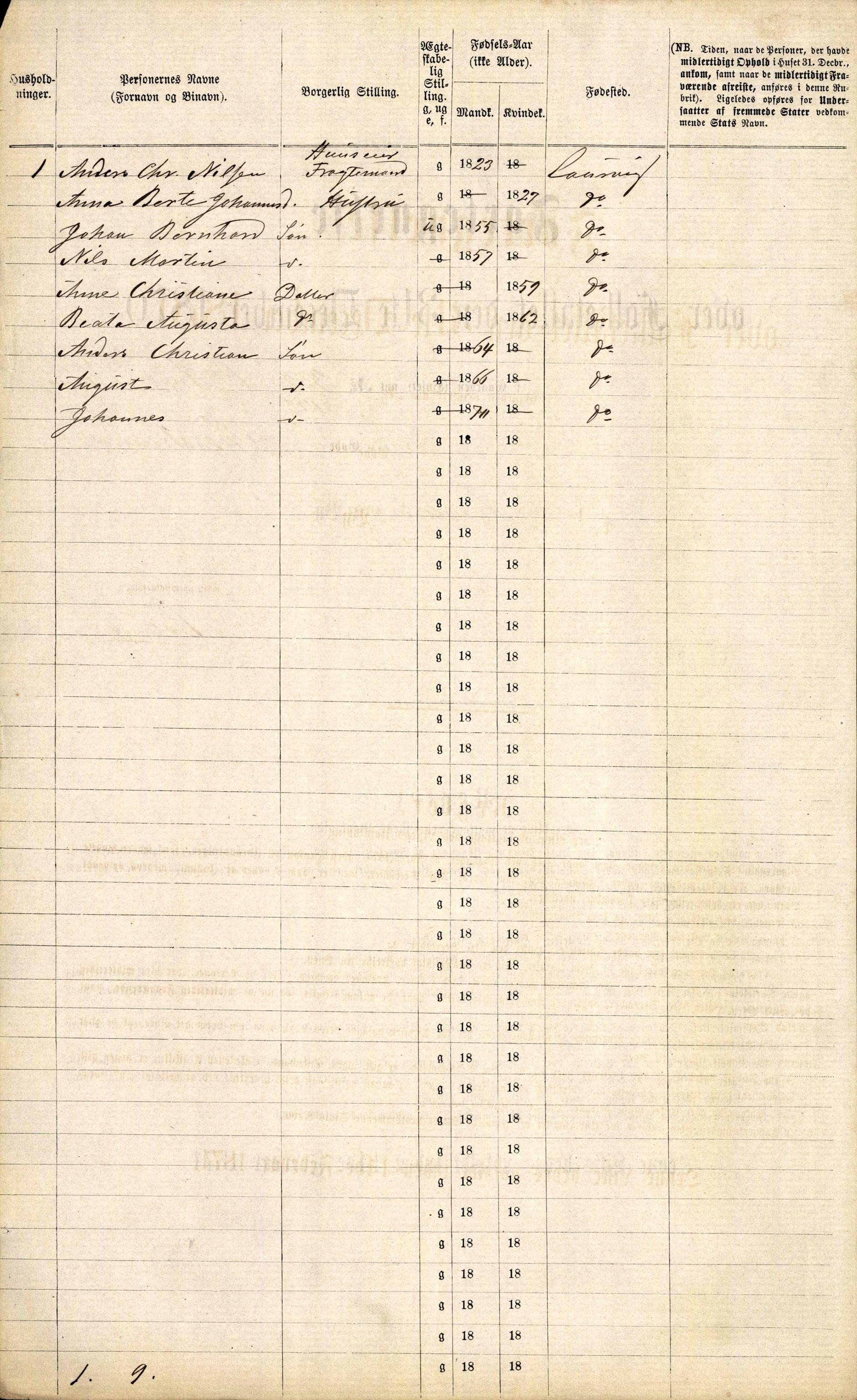 RA, 1870 census for 0707 Larvik, 1870, p. 820