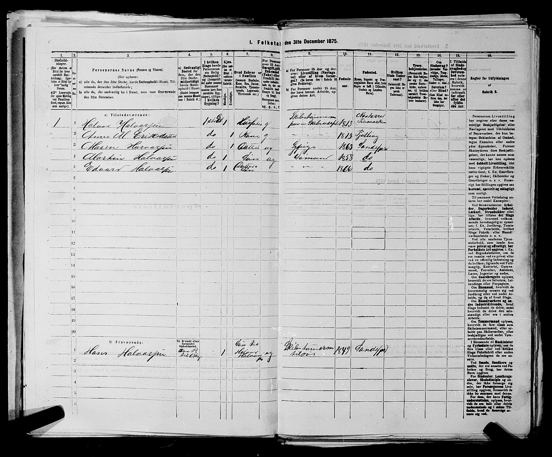 SAKO, 1875 census for 0706B Sandeherred/Sandefjord, 1875, p. 67