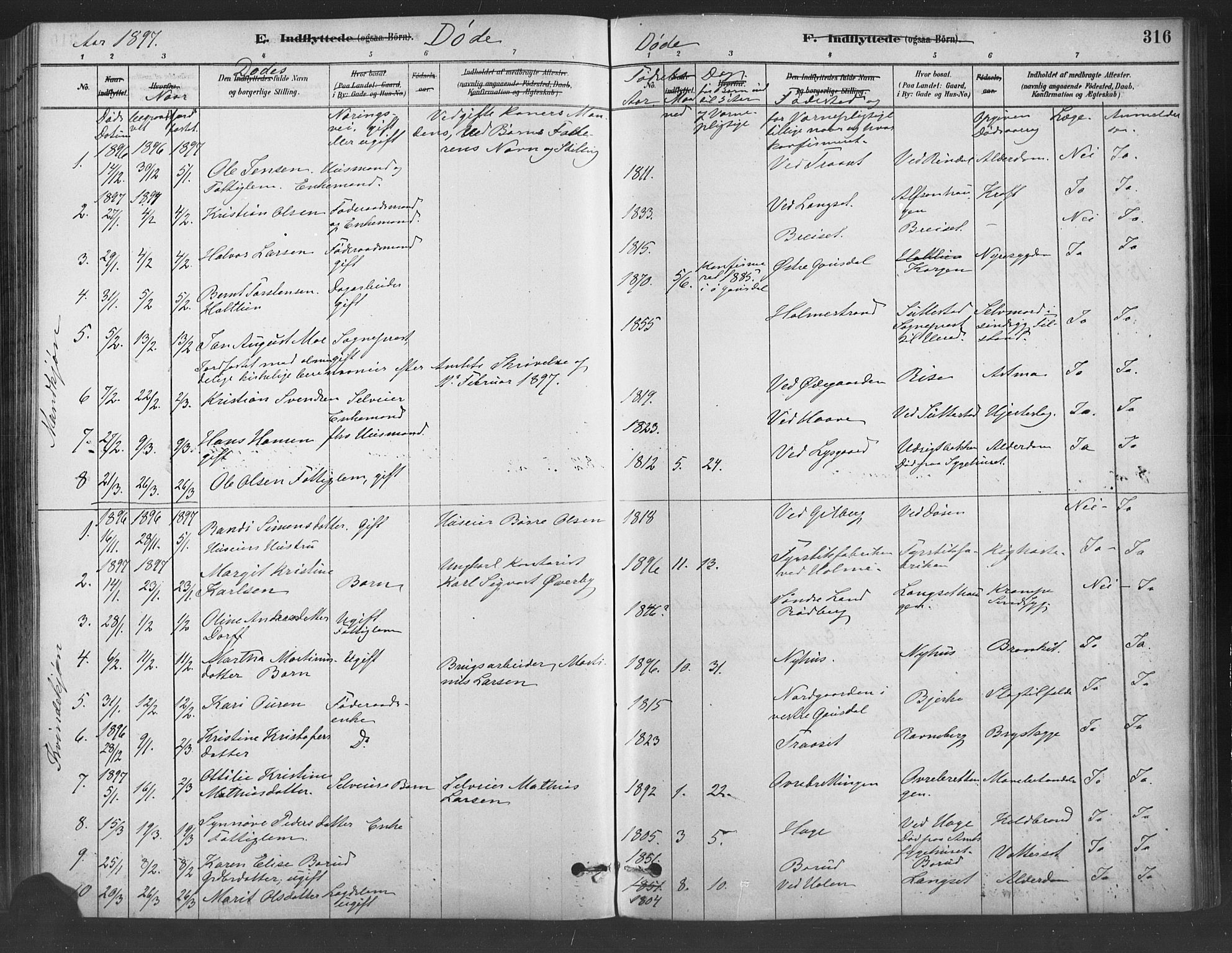 Fåberg prestekontor, SAH/PREST-086/H/Ha/Haa/L0009: Parish register (official) no. 9, 1879-1898, p. 316