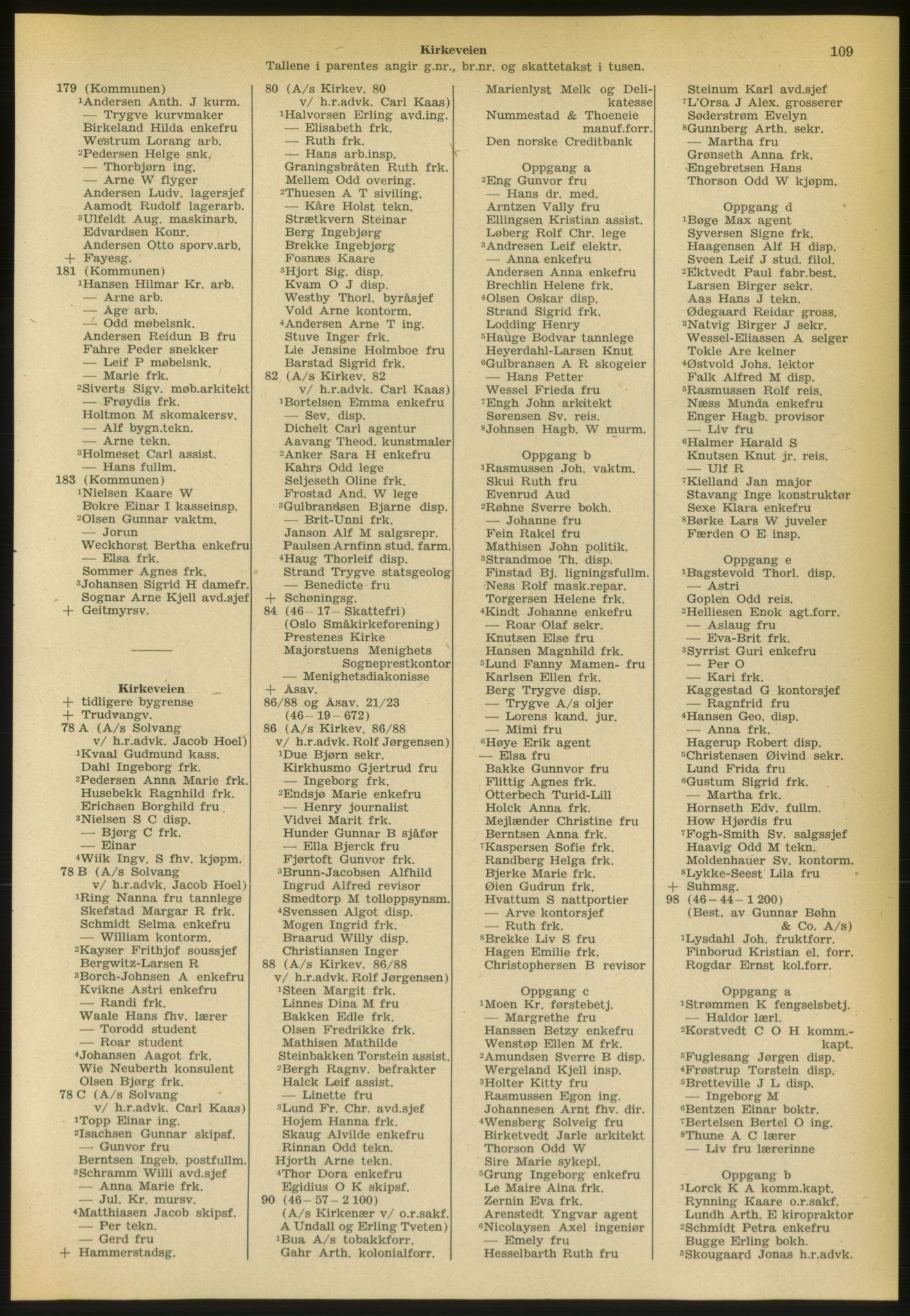 Kristiania/Oslo adressebok, PUBL/-, 1952, p. 109