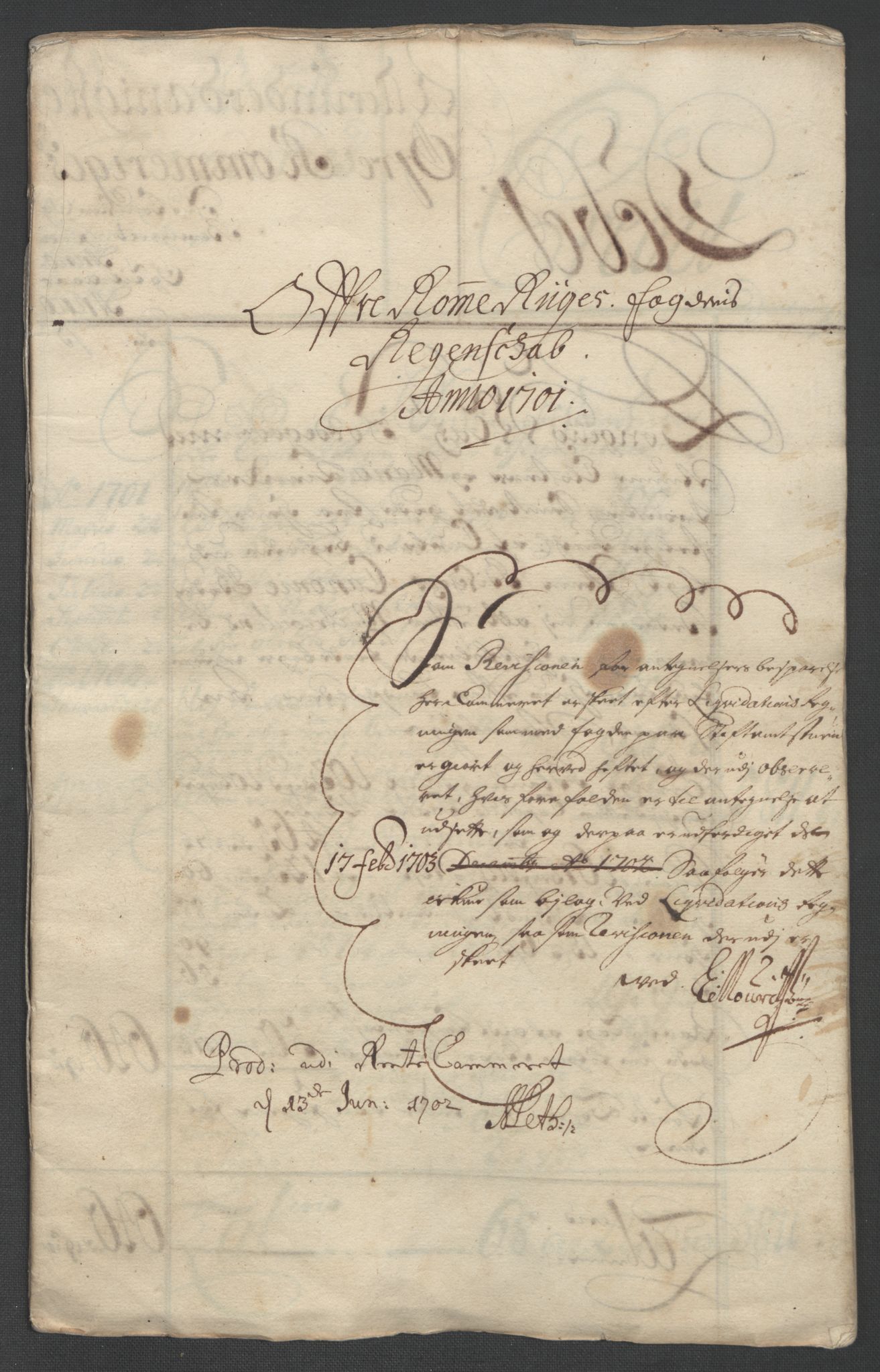 Rentekammeret inntil 1814, Reviderte regnskaper, Fogderegnskap, RA/EA-4092/R12/L0713: Fogderegnskap Øvre Romerike, 1701, p. 4