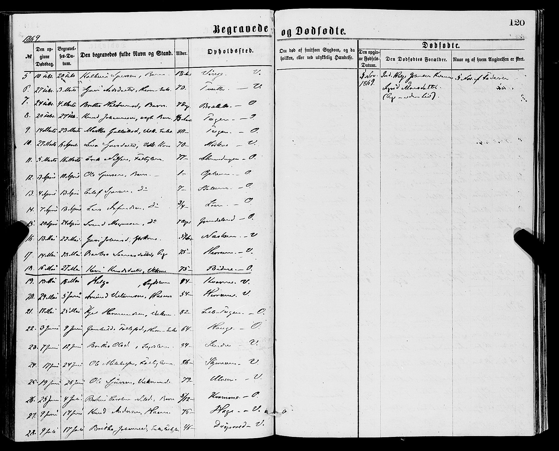 Vossestrand Sokneprestembete, AV/SAB-A-79101/H/Haa: Parish register (official) no. A 1, 1866-1877, p. 120