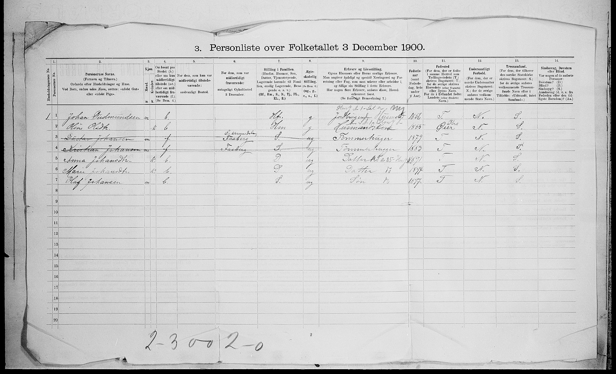 SAH, 1900 census for Vestre Gausdal, 1900, p. 35