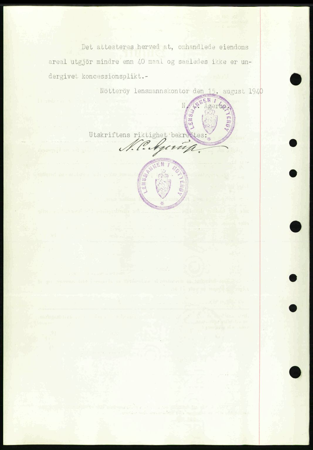 Tønsberg sorenskriveri, AV/SAKO-A-130/G/Ga/Gaa/L0009: Mortgage book no. A9, 1940-1941, Diary no: : 1531/1940