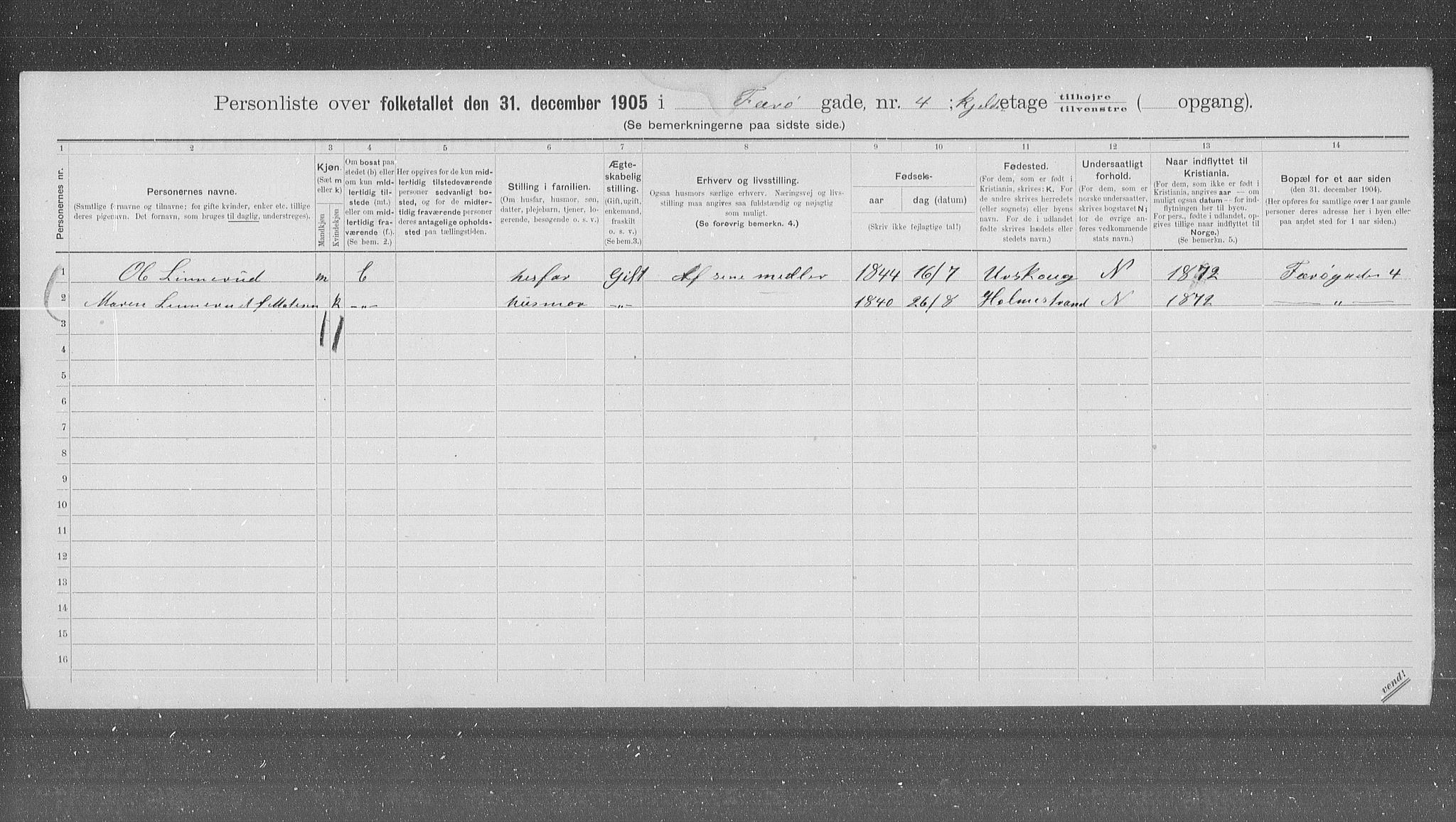 OBA, Municipal Census 1905 for Kristiania, 1905, p. 14748