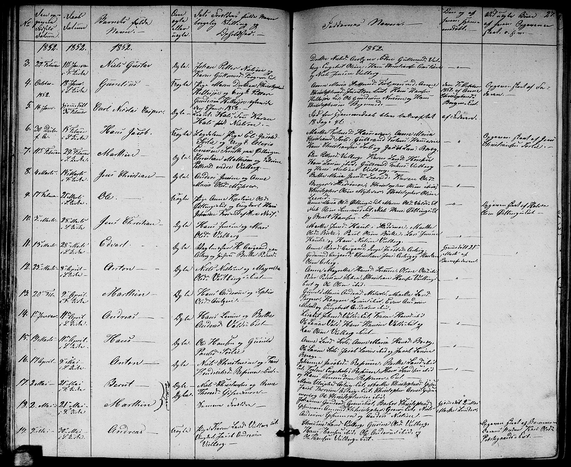 Sørum prestekontor Kirkebøker, AV/SAO-A-10303/G/Ga/L0003: Parish register (copy) no. I 3, 1846-1863, p. 27