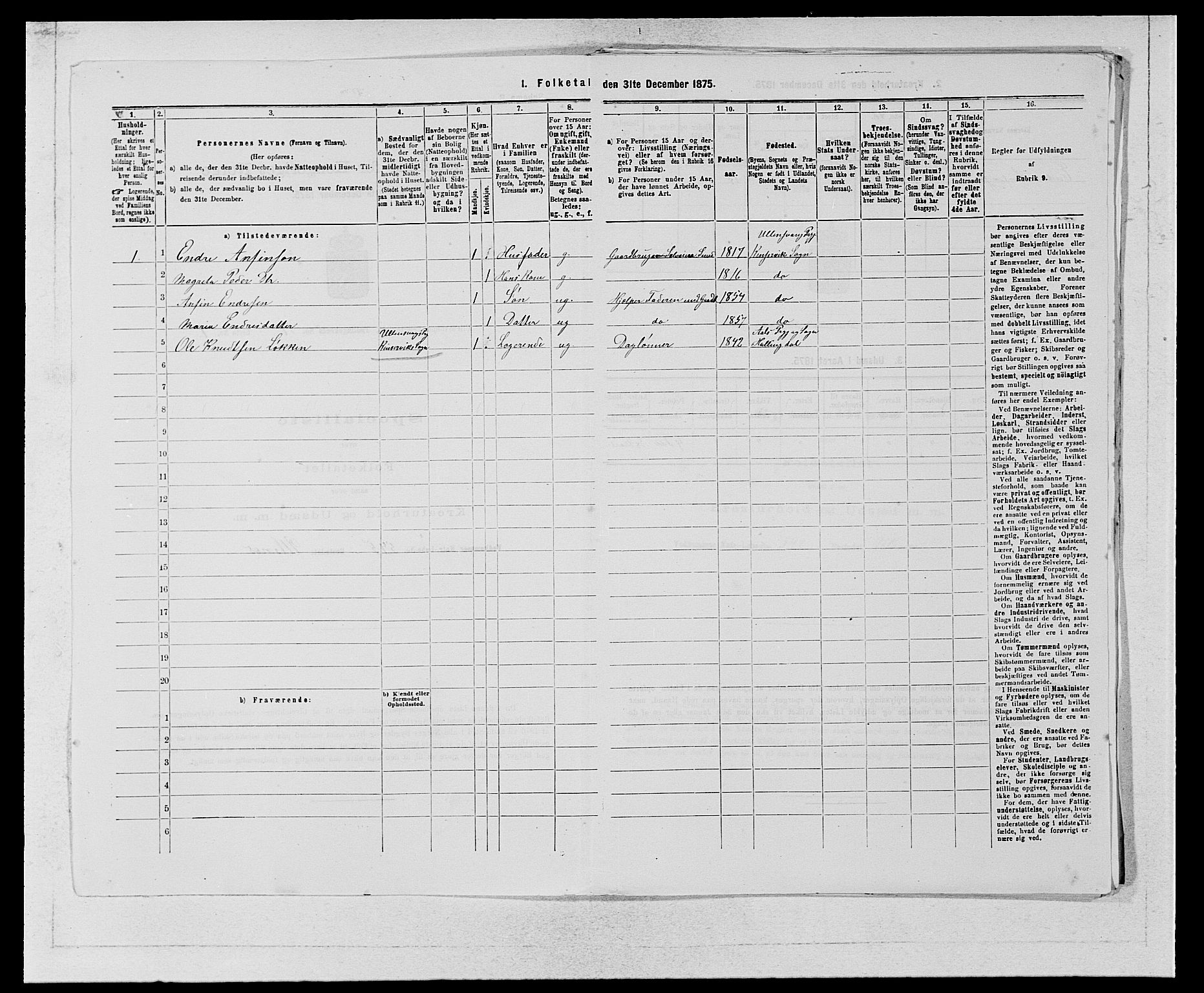 SAB, 1875 census for 1230P Ullensvang, 1875, p. 1391