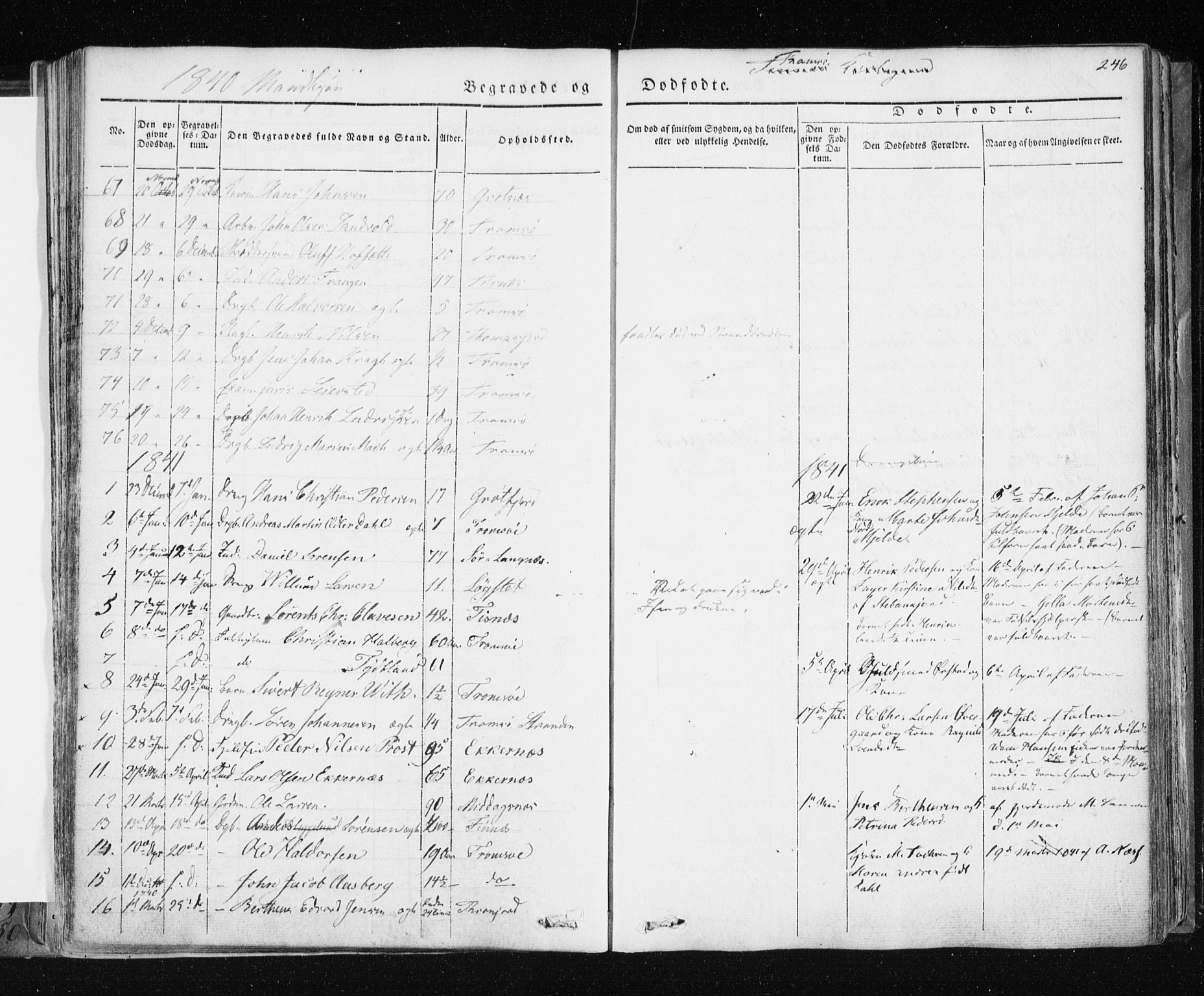 Tromsø sokneprestkontor/stiftsprosti/domprosti, AV/SATØ-S-1343/G/Ga/L0009kirke: Parish register (official) no. 9, 1837-1847, p. 246