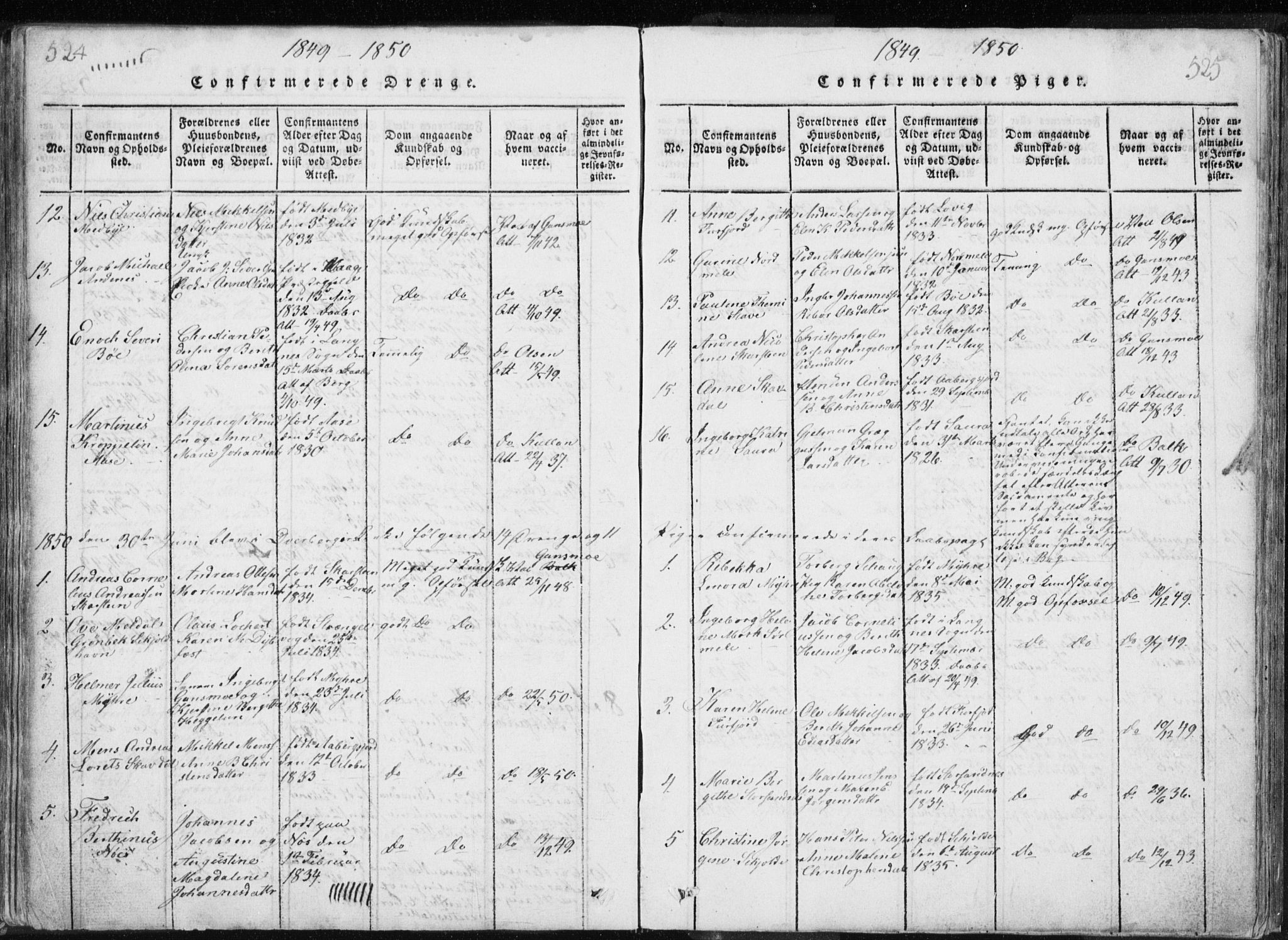 Ministerialprotokoller, klokkerbøker og fødselsregistre - Nordland, AV/SAT-A-1459/897/L1411: Parish register (copy) no. 897C01, 1820-1866, p. 524-525