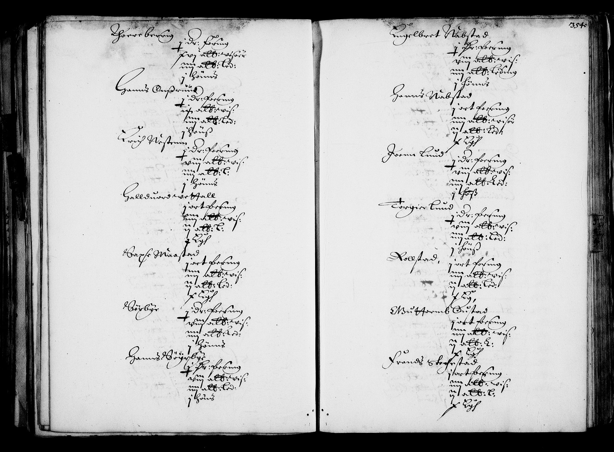 Rentekammeret inntil 1814, Realistisk ordnet avdeling, AV/RA-EA-4070/N/Na/L0001: [XI f]: Akershus stifts jordebok, 1652, p. 353b-354a