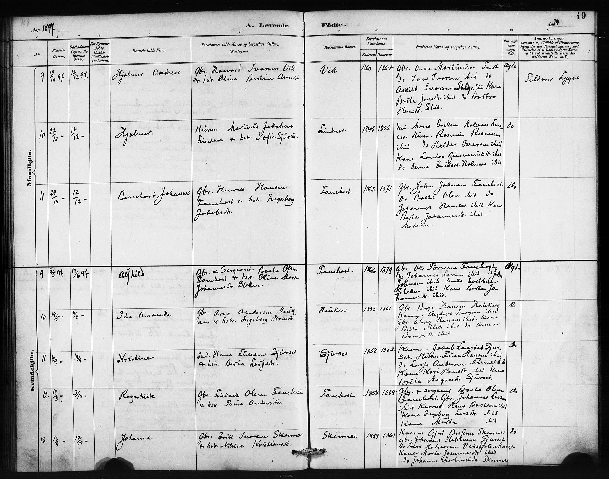 Lindås Sokneprestembete, AV/SAB-A-76701/H/Haa/Haab/L0001: Parish register (official) no. B 1, 1886-1900, p. 49